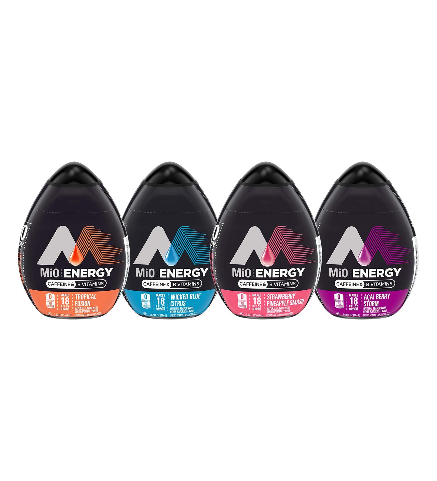 Mio Energy Water Enhancement Variety Pack - 4 Flavors: Strawberry Pineapple Smash, Tropical Fusion, Acai Berry Storm, Wicked Blue Citrus - Buy Online on GoSupps.com