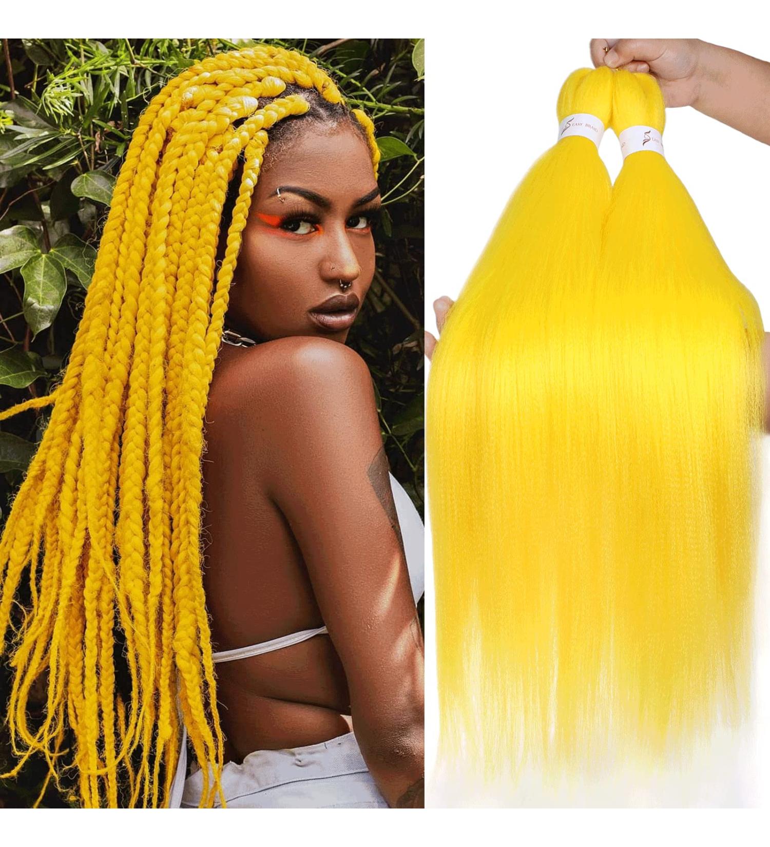Xtrend 26 Inch EZ Braids 8Packs Yellow Pre-Stretched Easy Braiding Hair Extensions for Box Braids Hair Hot Water Setting Synthetic Fiber Hair Extensions Yellow# 26 Inch (Pack of 8) Yellow - Buy Online on GoSupps.com