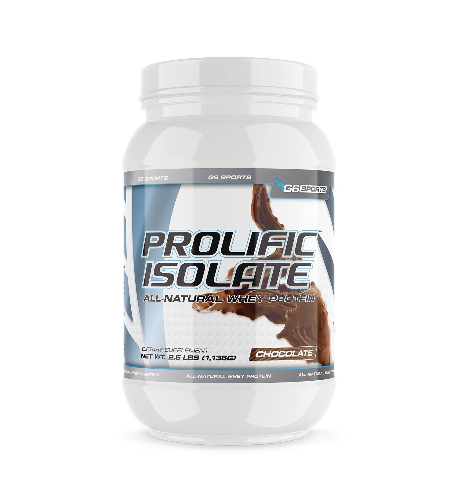 G6 Sports Nutrition Prolific Isolate All Natural Whey Protein Isolate (Gluten Free Lactose Free Stevia Sweetened 25g Protein 100 Calories) 2.5lb Jar Chocolate Chocolate 2.5 Pound (Pack of 1) - Buy Online on GoSupps.com