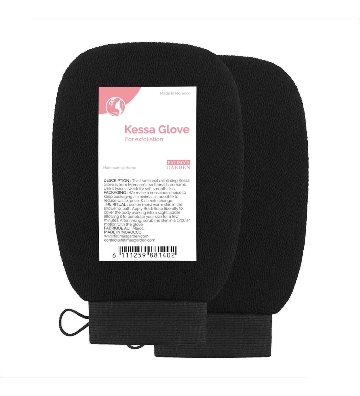 Fatima's Garden Kessa Glove - Natural Deep Cleaning & Dead Skin Removal - Moroccan Spa Scrubber (2 Black Gloves) for Hammam Bathroom & Shower Peeling - Buy Online on GoSupps.com