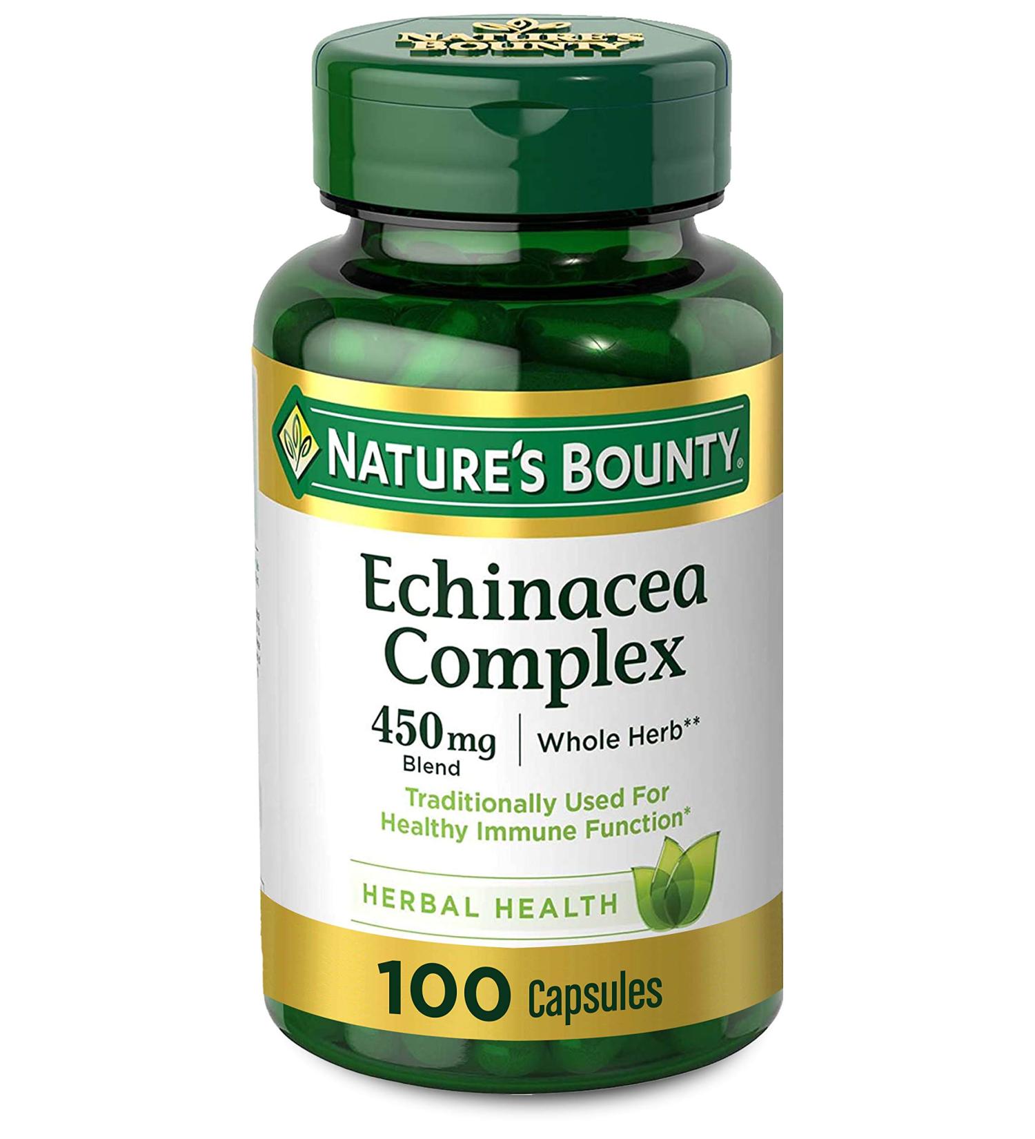 Nature's Bounty Echinacea Complex Herbal Supplement - 450mg, 100 Capsules - Immune Health Support - Buy Online on GoSupps.com