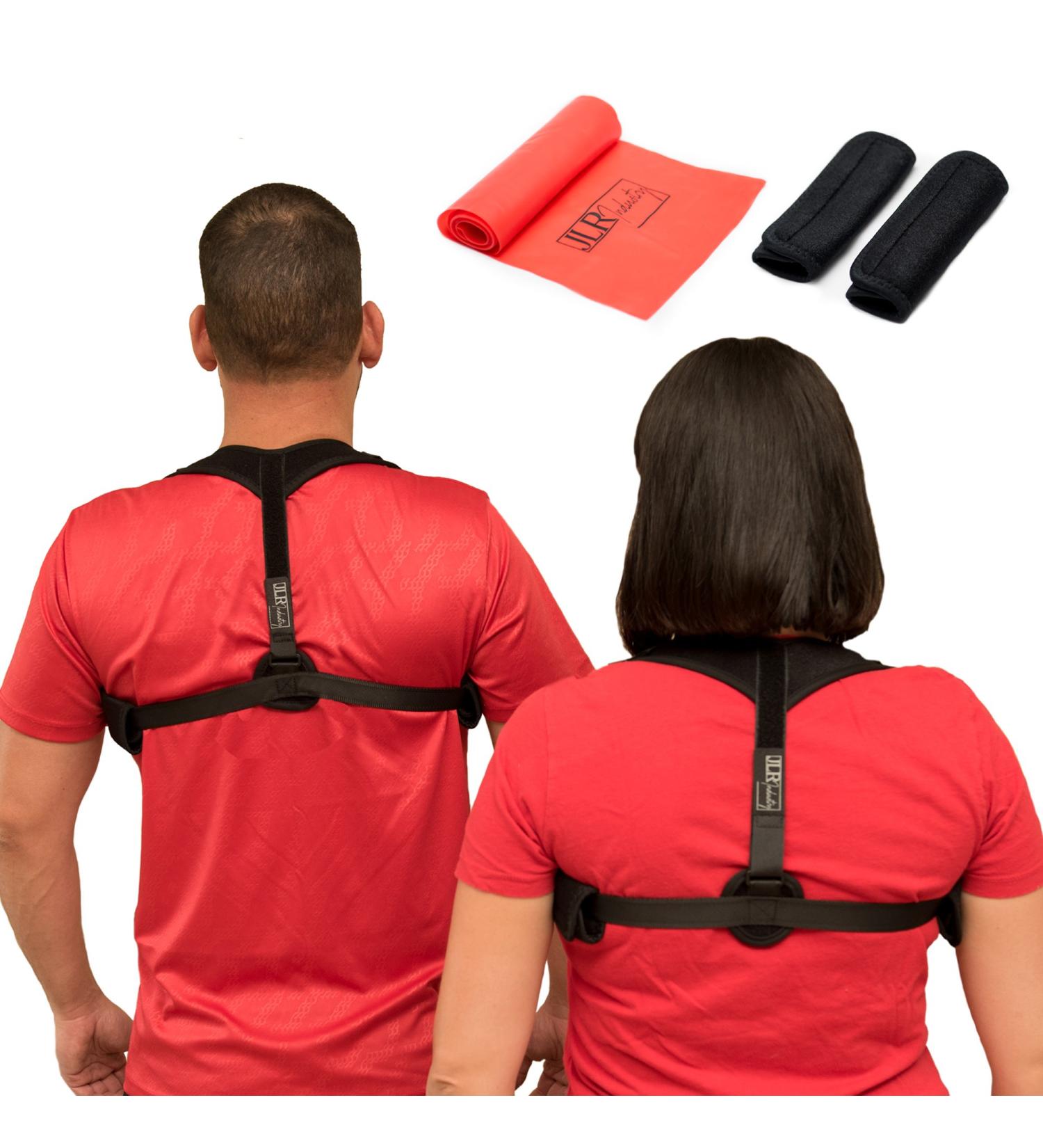 Posture Corrector for Women Men & Kids | Adjustable Back Support & Pain Relief - Comfortable Under Clothes Brace with Resistance Band - Buy Online on GoSupps.com