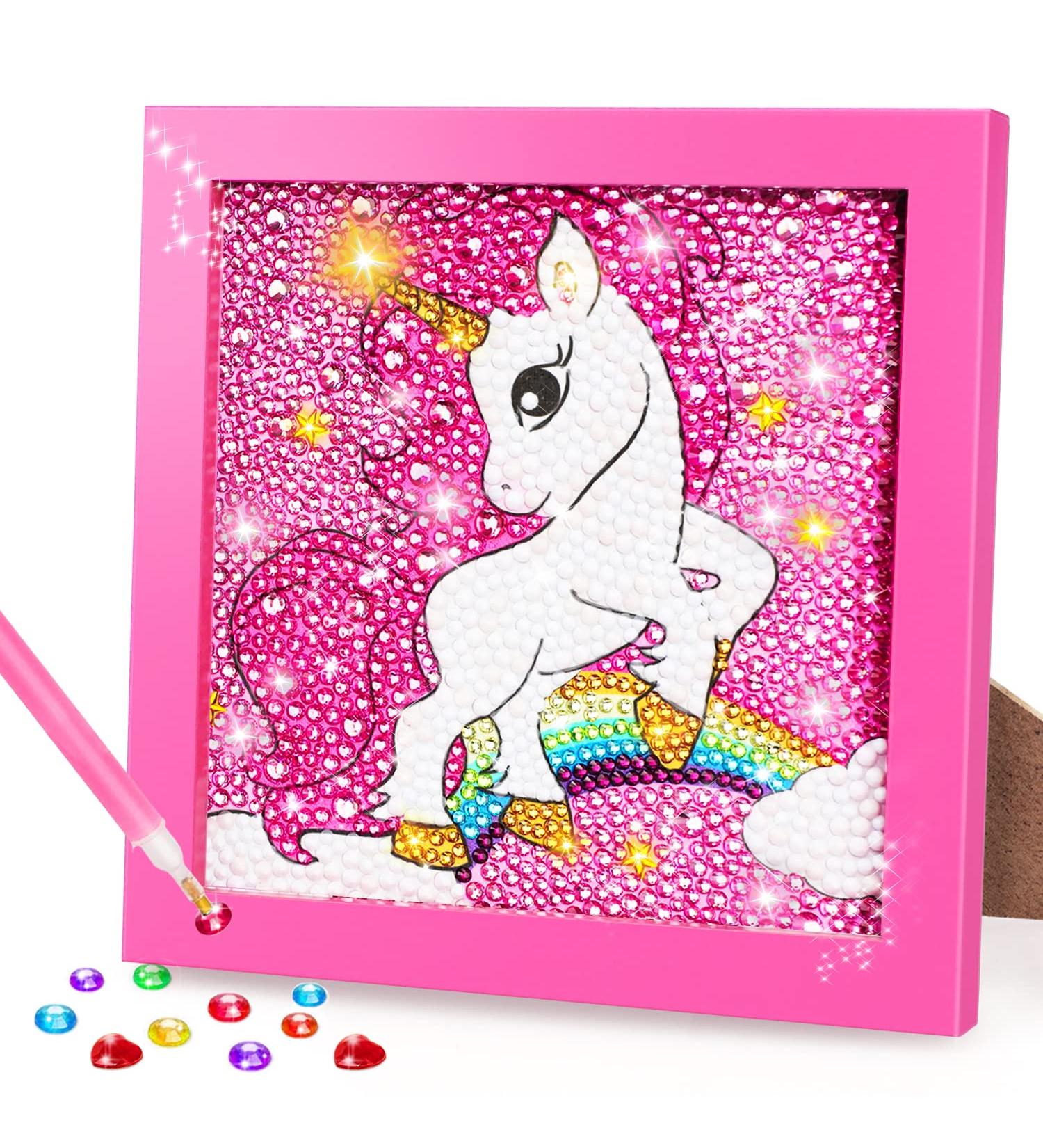 TOY Life Unicorn Diamond Painting Kit for Kids with Wooden Frame | Gem Art & Crafts for Ages 6-12 | Girls Unicorn Look-Back Design - Buy Online on GoSupps.com