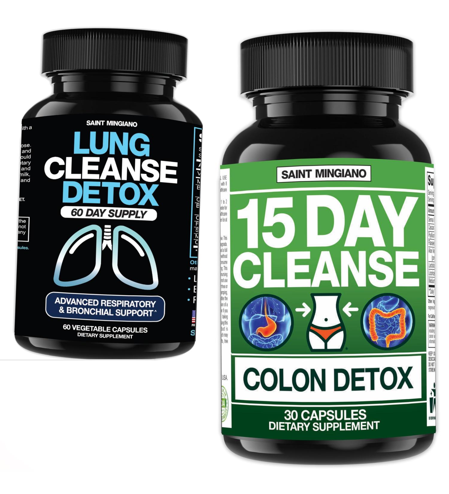 Saint Mingiano 15 Day Cleanse Colon Detox - with - Lung Cleanse Detox 60 Day Cleanse - Buy Online on GoSupps.com