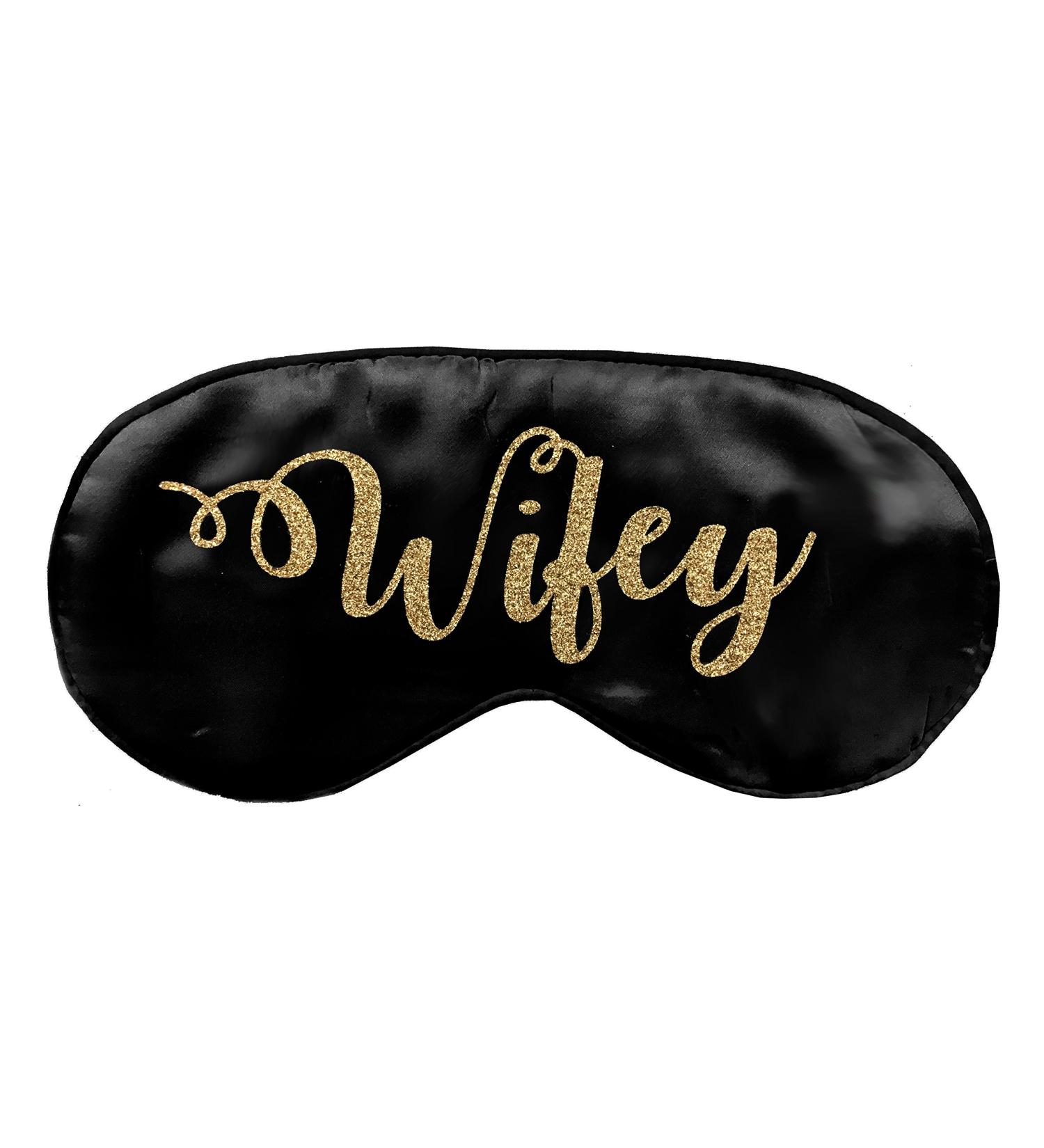 Wifey Silk Bride Sleep Eye Mask - Black and Gold