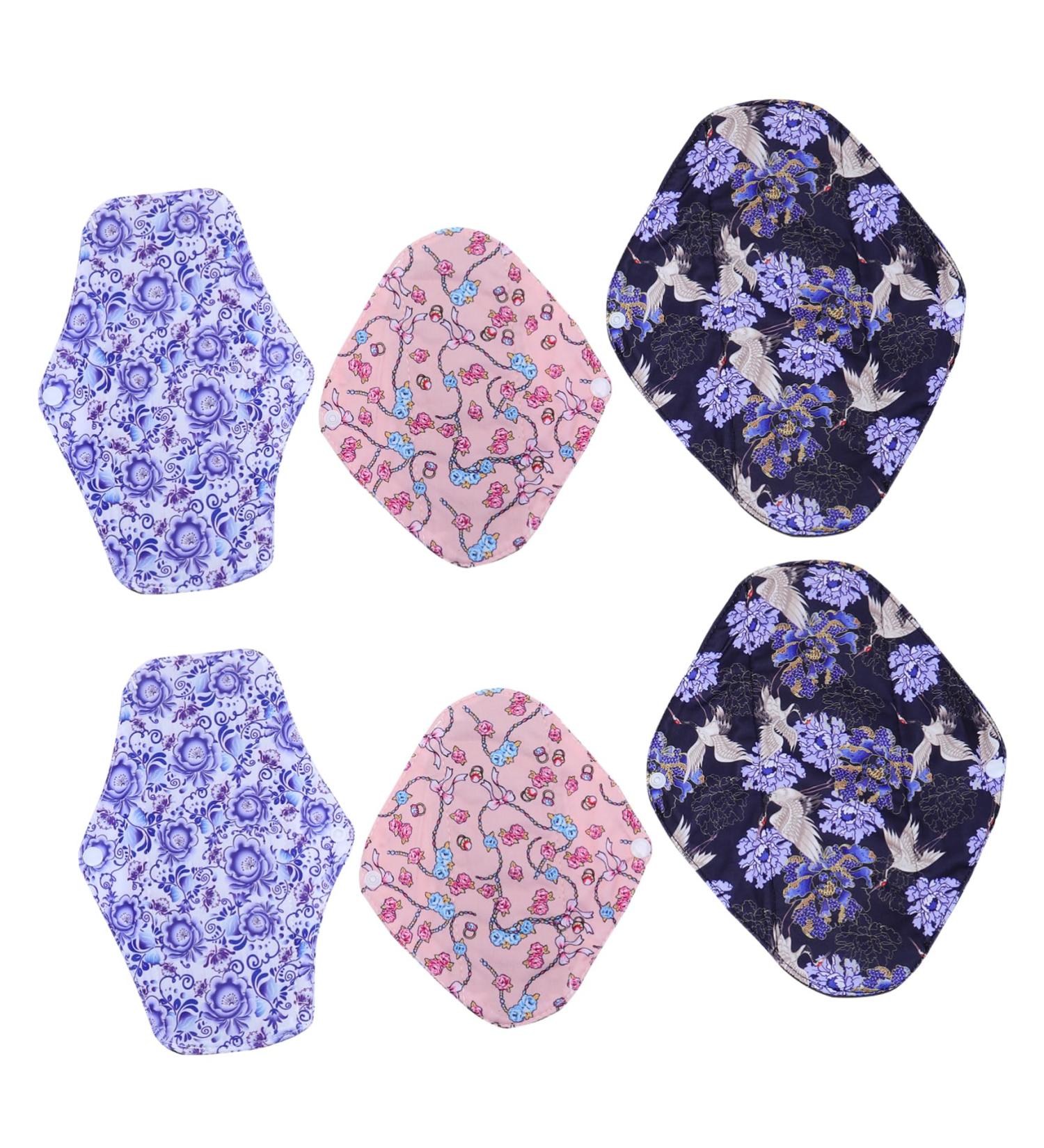 Set of 6 Washable Cloth Menstrual Pads - Reusable Period & Panty Liners for Women - Buy Online on GoSupps.com
