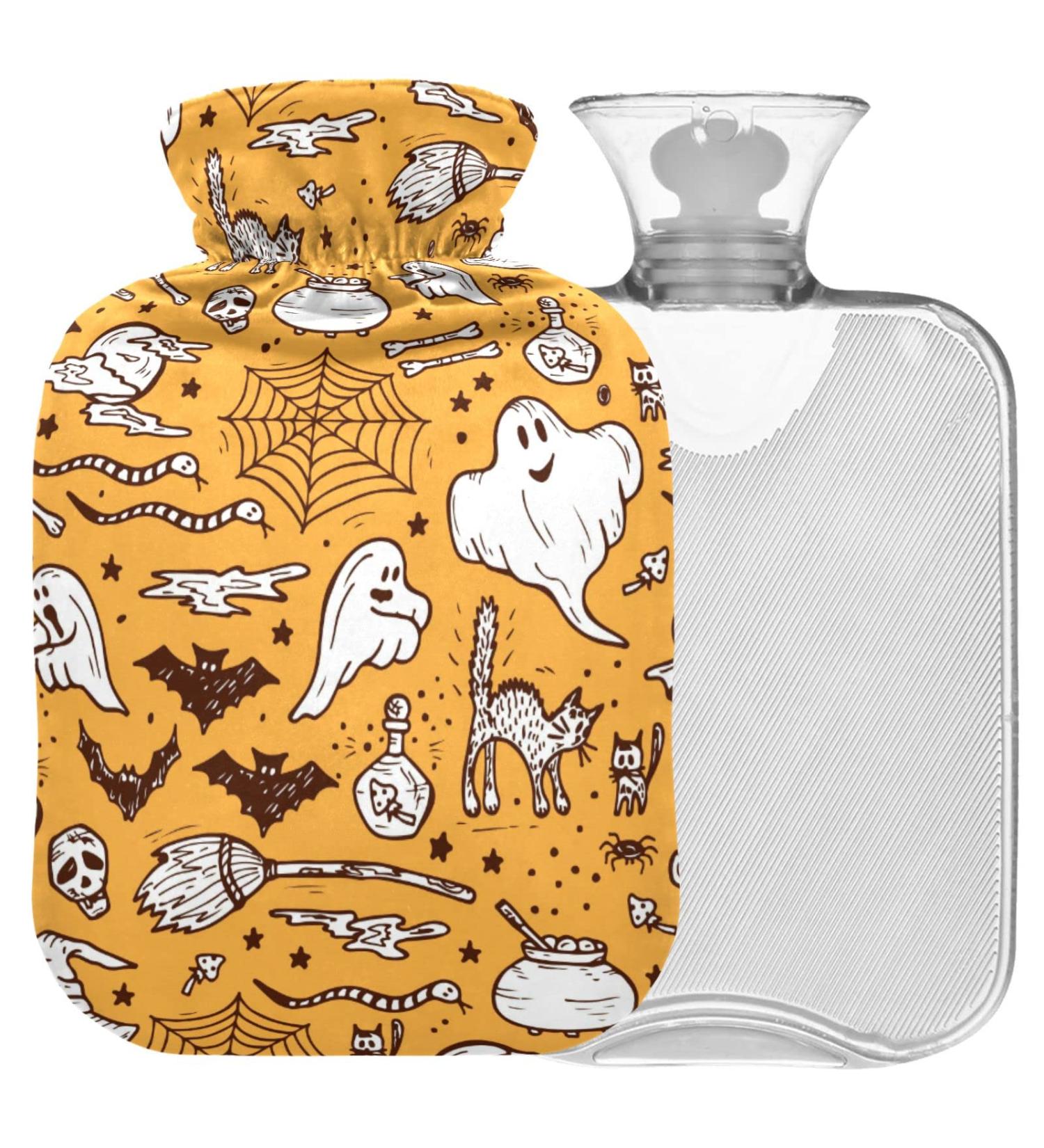 Naanle Halloween Hot Water Bottle with Cover - 1L Transparent Heat Bottle for Bed Hand Warmers Pain Relief & Cold Therapy - International Shipping Available - Buy Online on GoSupps.com