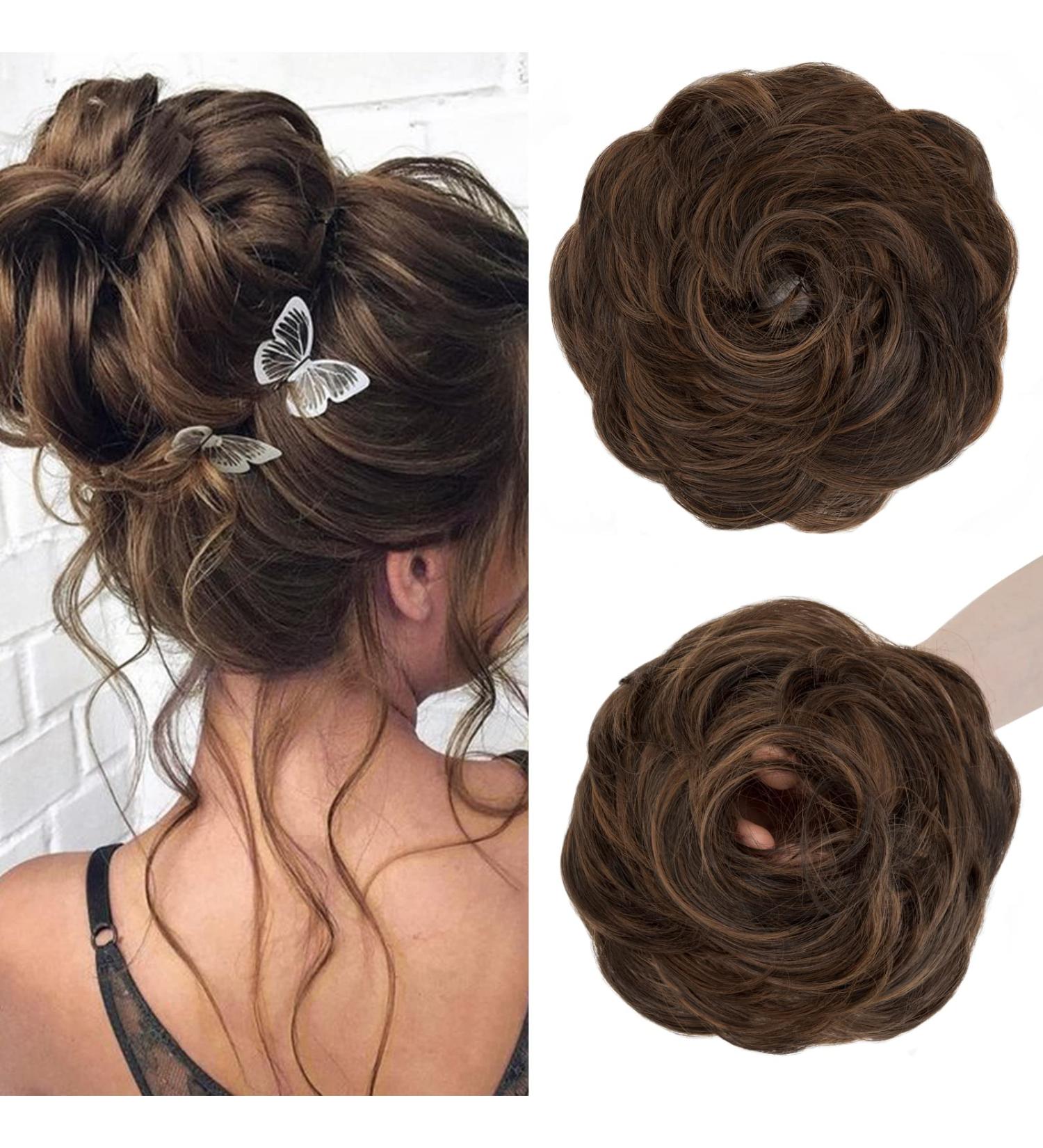 S-Noilite Thick Messy Bun Scrunchie Hair Piece - Dark Brown/Light Auburn Mix - Buy Online on GoSupps.com