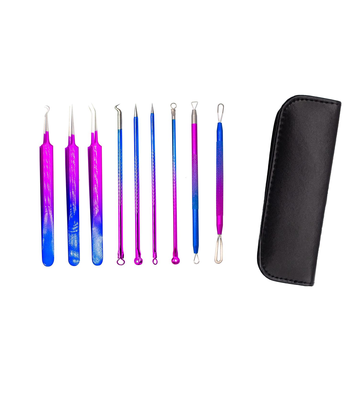9PCS Blackhead Remover Tool Kit Professional Pimple Popper Tool -Treatment for Pimples Blackheads Blemish Zit Removing Forehead and Nose(Colorful) - Buy Online on GoSupps.com