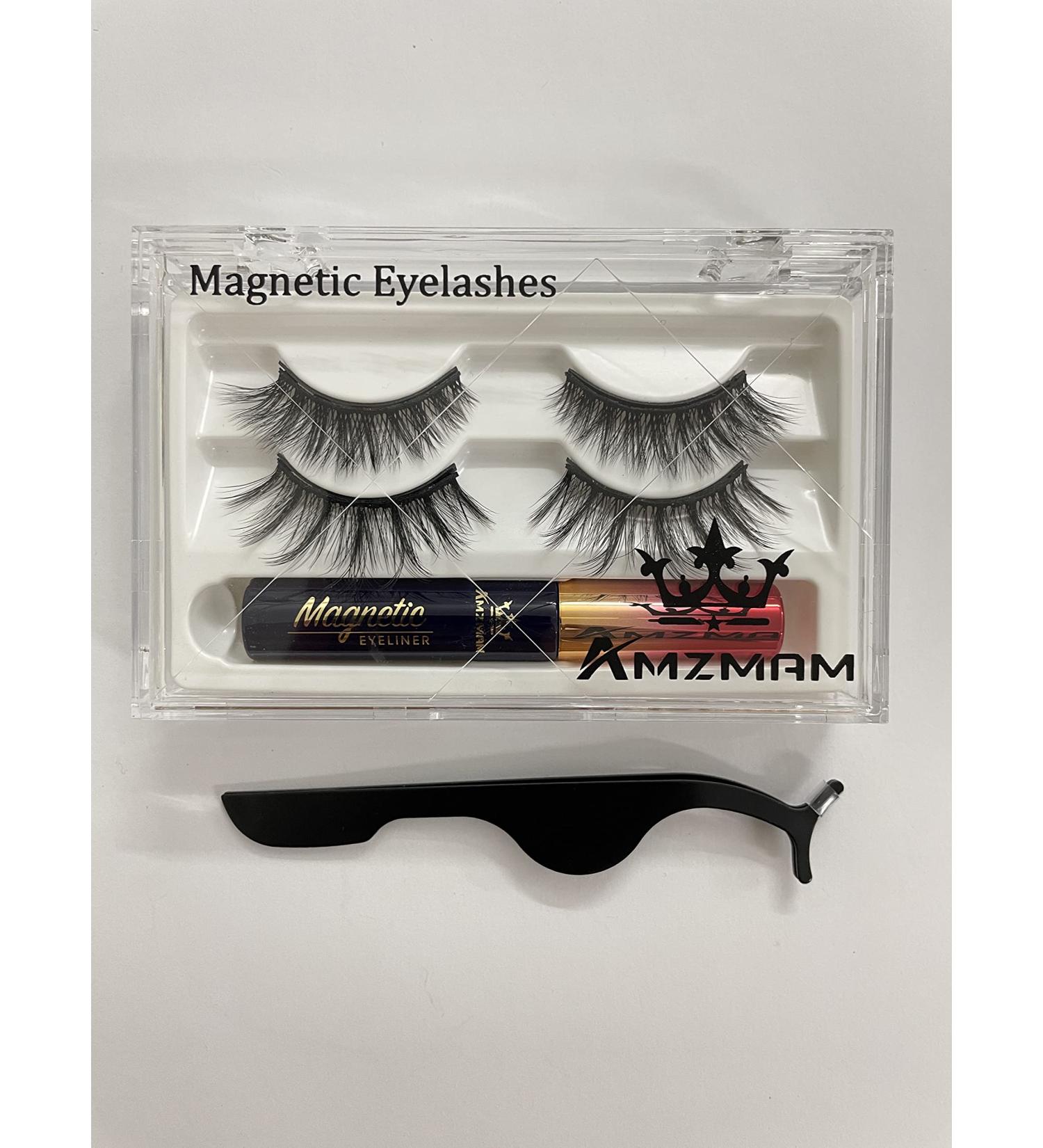 Magnetic Eyelashes with Eyeliner Kit | 3D Natural Look False Lashes & Waterproof Liquid Liner - Easy Application - Amzmam - Buy Online on GoSupps.com
