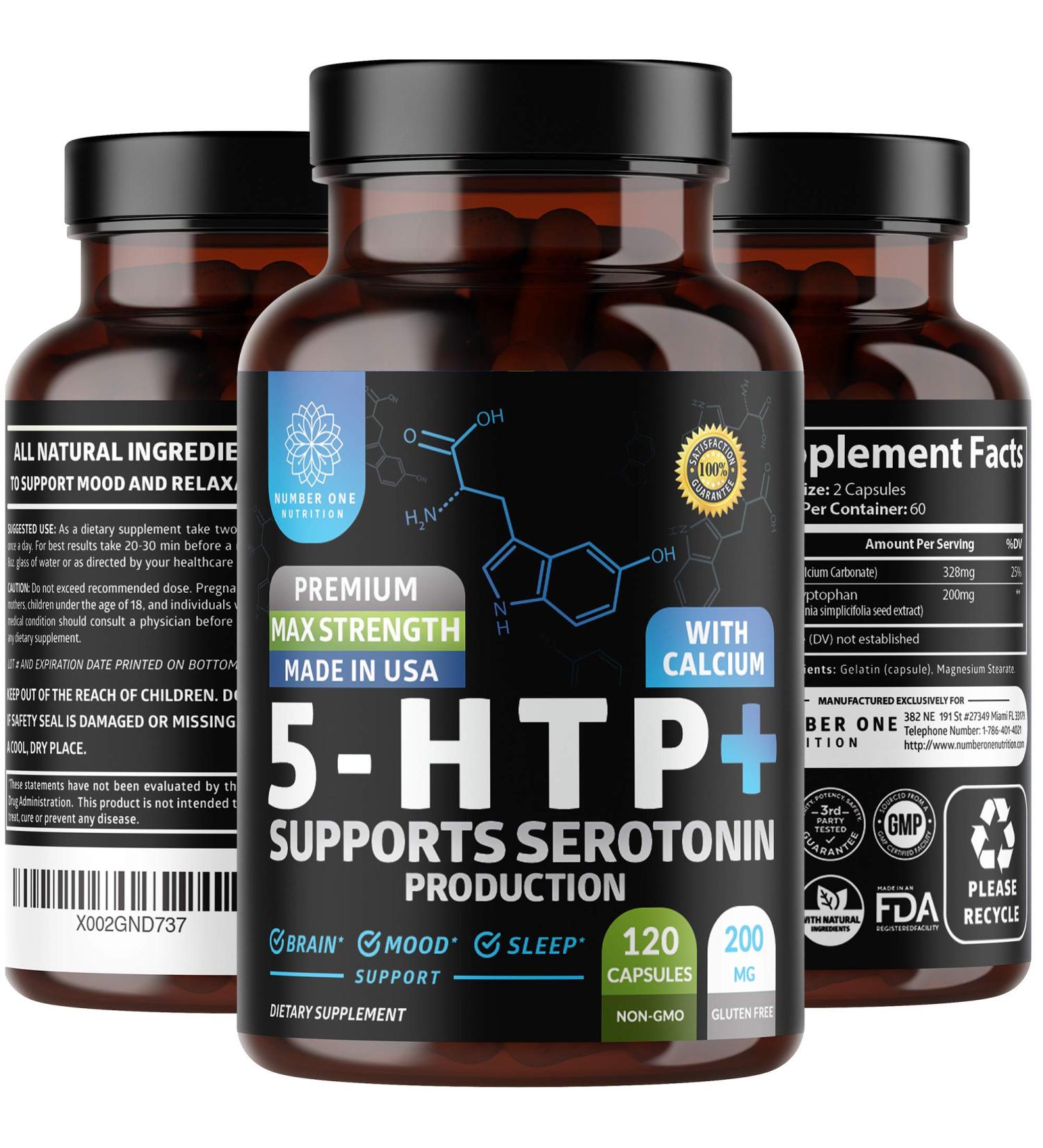 Buy N1N Premium 5-HTP 200mg with Calcium - Non-GMO Gluten-Free 120 Caps | International Shipping Available - Buy Online on GoSupps.com