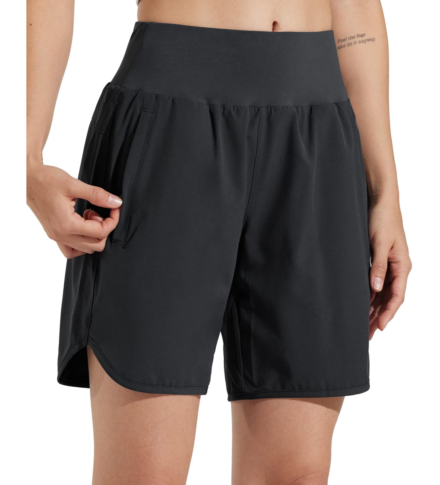 Libin Women's 7'' Athletic Running Shorts with Liner, High Waist, Quick Dry - Black, Large - Buy Online on GoSupps.com