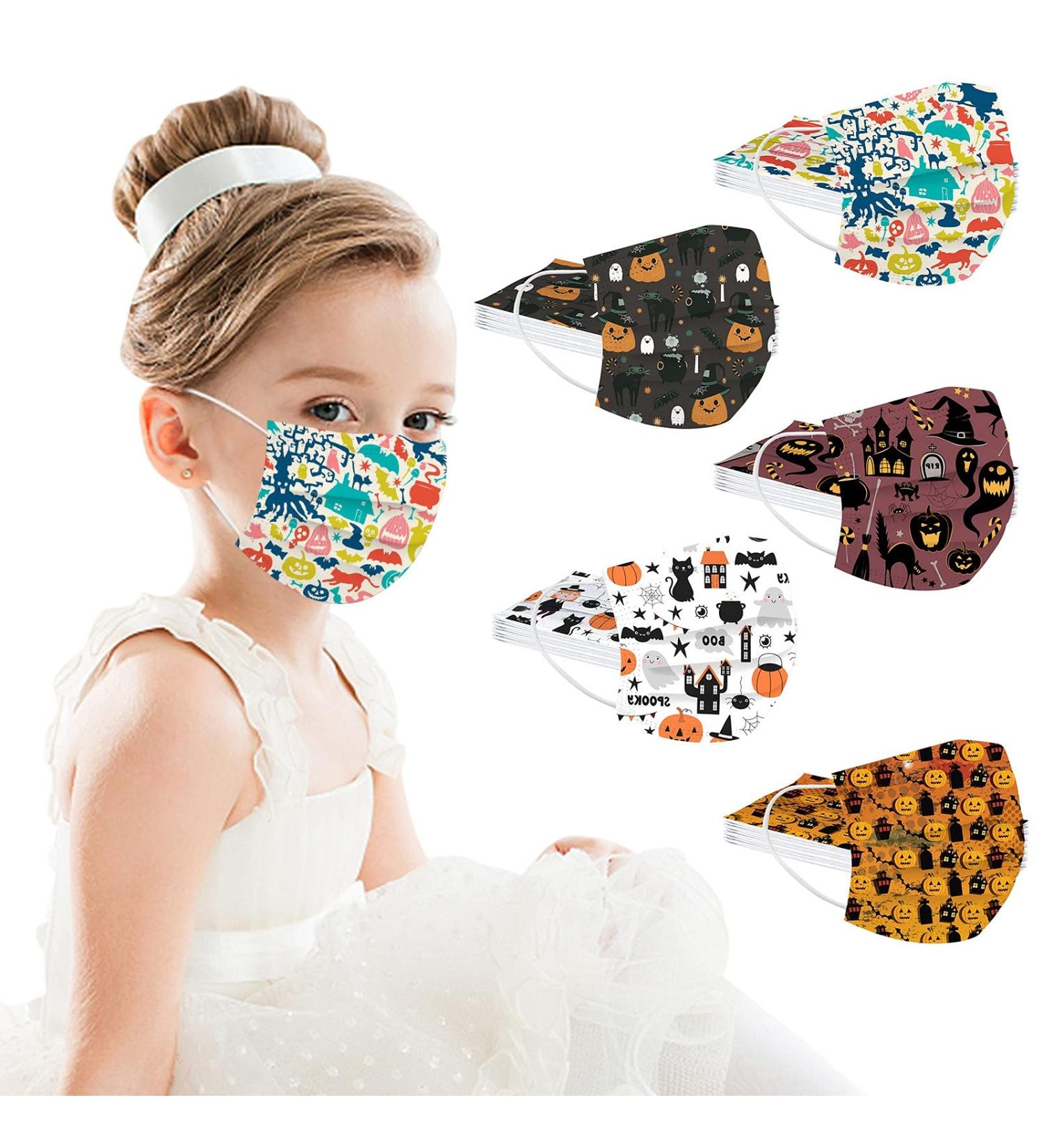 50PC Halloween Disposable Face_Masks for Adults Kids 3-Ply Colorful Breathable Face_Mask with Nose Wire Protective Facemask (50PC disposable for Kids D) - Buy Online on GoSupps.com