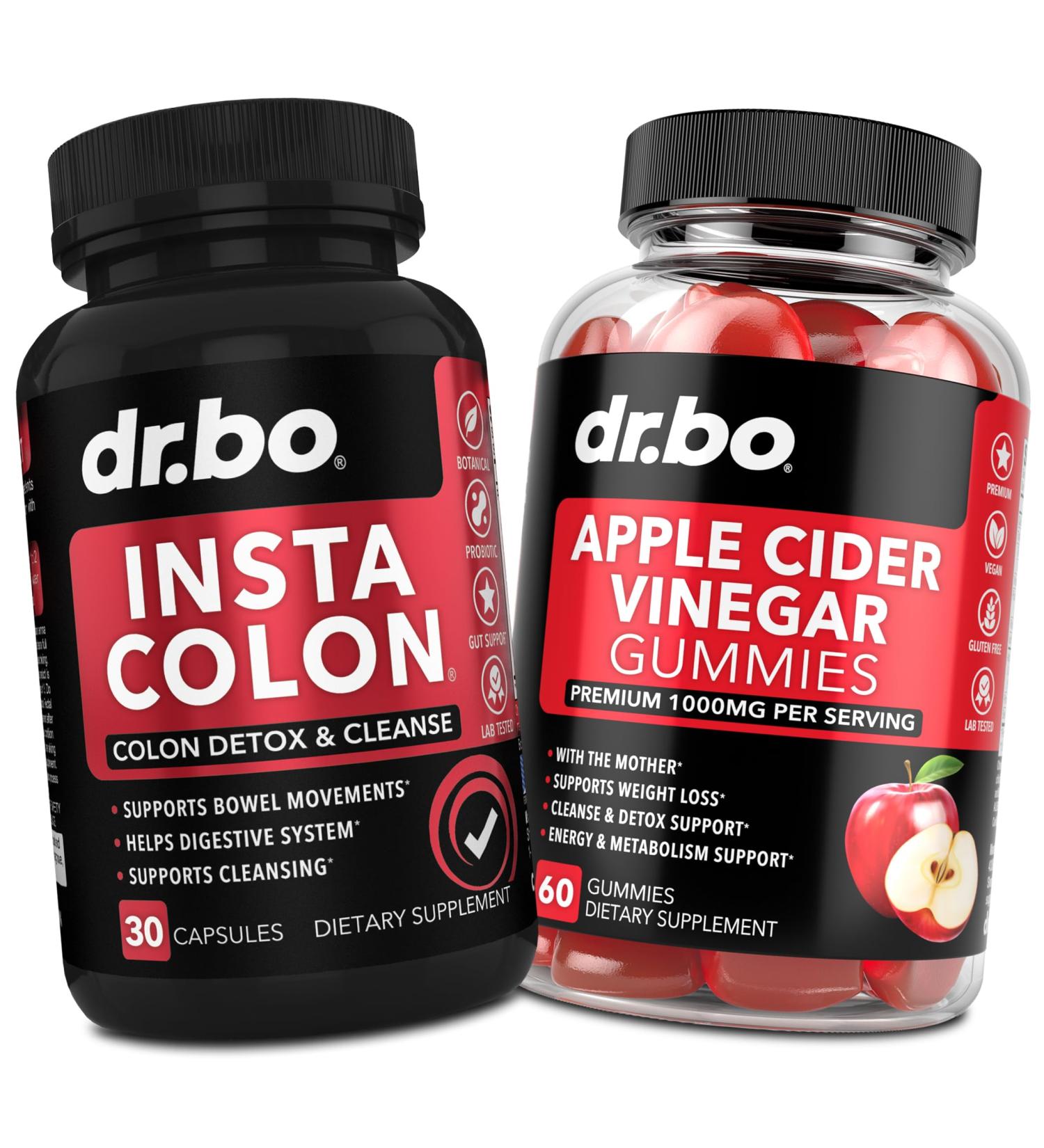 Colon Cleanser Detox & ACV Apple Cider Vinegar Gummies - 15 Day Colon Cleanse Pills Poop Flush & ACV Gummies Supplements - Bowel Movement Supplements for Intestinal Stomach Bloating Gut Support - Buy Online on GoSupps.com