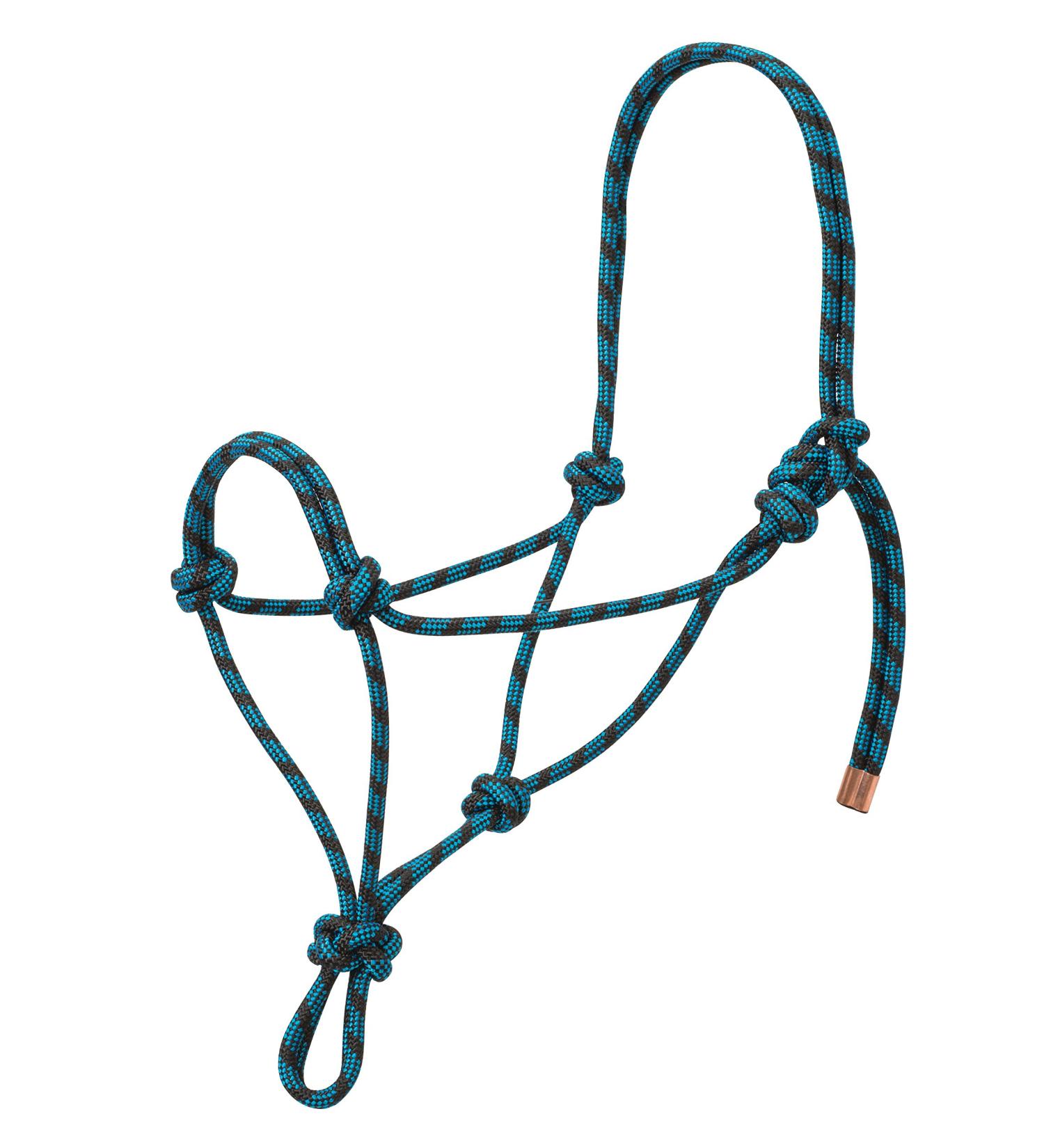 Weaver Leather Diamond Braid Rope Halter, Average Horse Black/Hurricane Blue