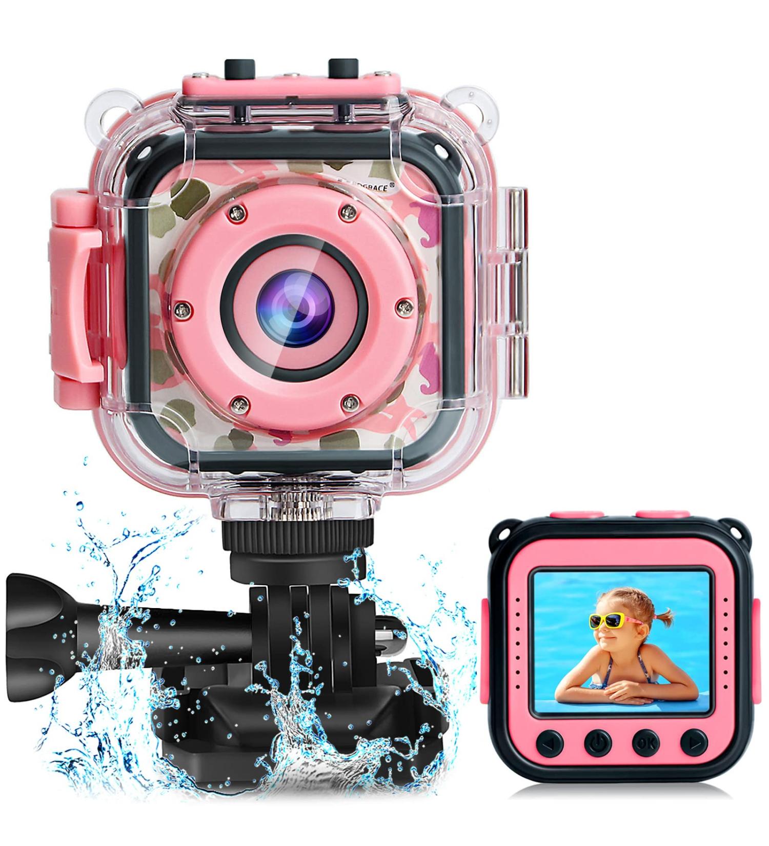 PROGRACE Kids Camera Waterproof Gift Toy - Children Digital Video Camera Underwater Camera for Kids 1080P Camcorder DV Toddler Camera for Girls Birthday Learn Camera Pool Toys Age 3-14 Pink - Buy Online on GoSupps.com