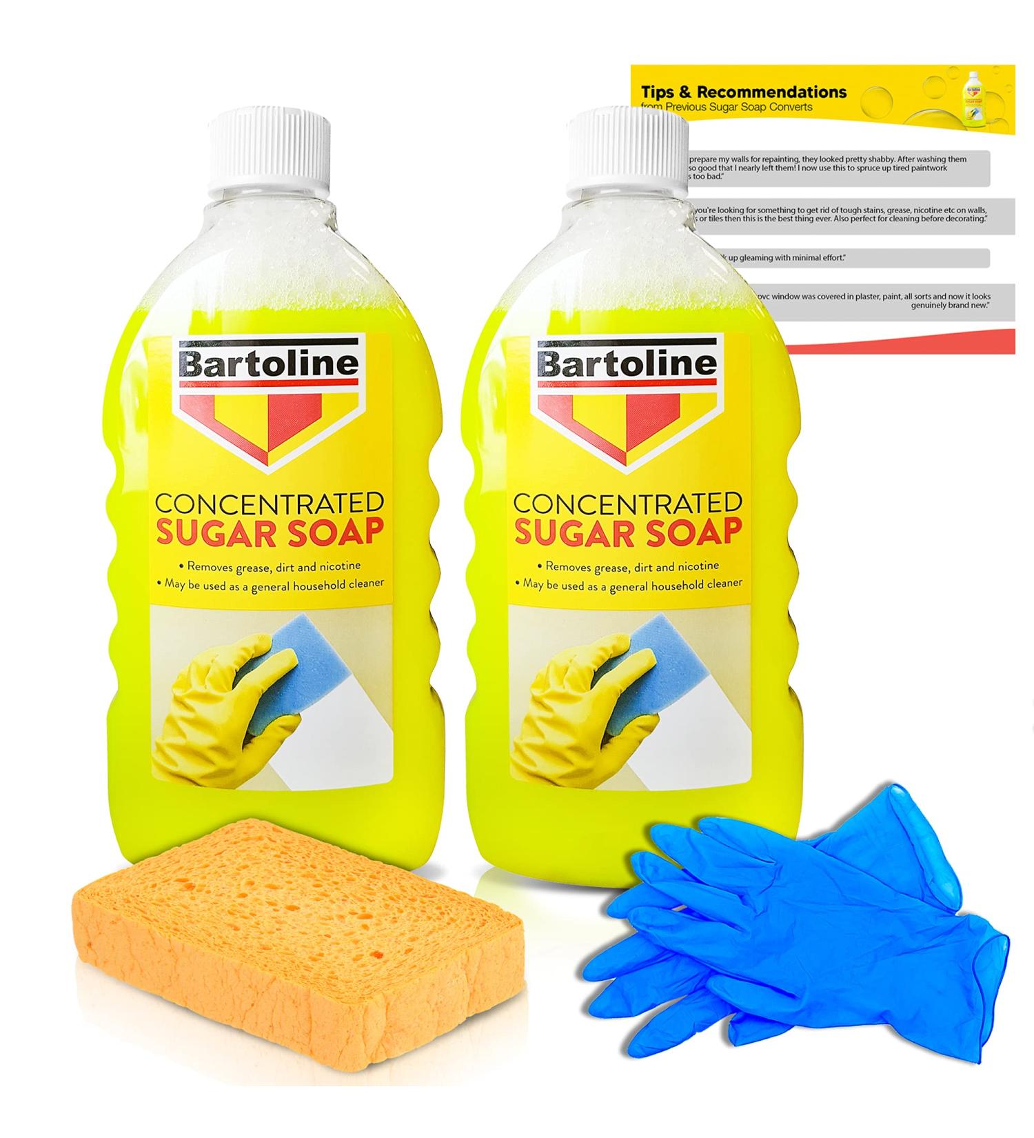 Decorator's Friend Sugar Soap Bundle - 2 x 500ml Concentrate with Gloves & Sponge | Kitchen Degreaser & Stain Remover for Walls, Grease, Grime & Dirt - Buy Online on GoSupps.com