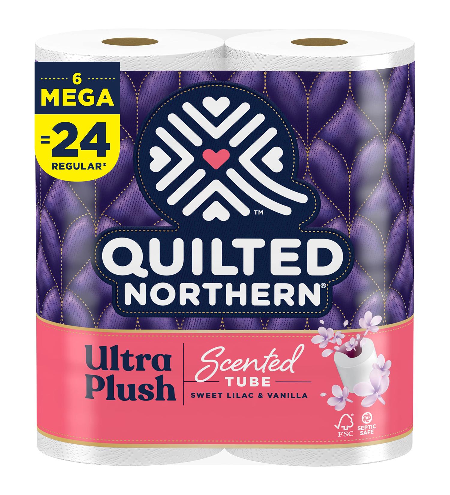 Quilted Northern Ultra Plush Toilet Paper with Sweet Lilac & Vanilla Scent, 6 Mega Rolls - 3-Ply Bath Tissue - Buy Online on GoSupps.com