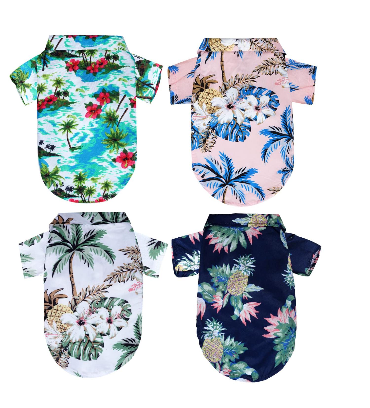 Topbuti 4-Piece Hawaiian Dog & Cat Shirt Set | Summer Beach Apparel for Extra Small Pets (Medium) - Buy Online on GoSupps.com