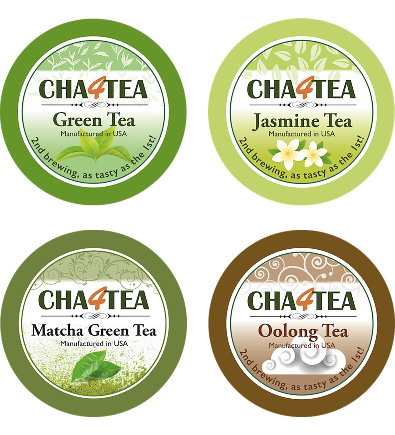 Cha4TEA 36-Count Assorted Green Tea for Keurig K-Cup Brewers (Matcha Green Tea, Green Tea, Jasmine Green Tea, Oolong Green Tea)