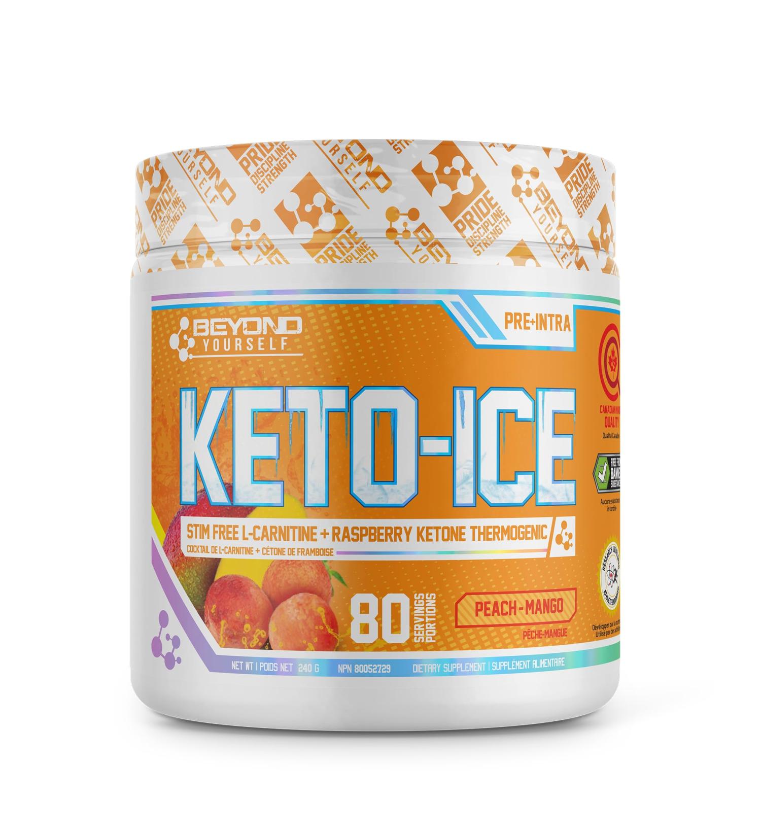 Beyond Yourself - Keto-Ice | Stimulant-Free Thermogenic Fat Burner | Advanced Metabolism Booster Energy Enhancer & Weight Management | Formulated with L-Carnitine & Raspberry Ketone | Peach Mango - Buy Online on GoSupps.com