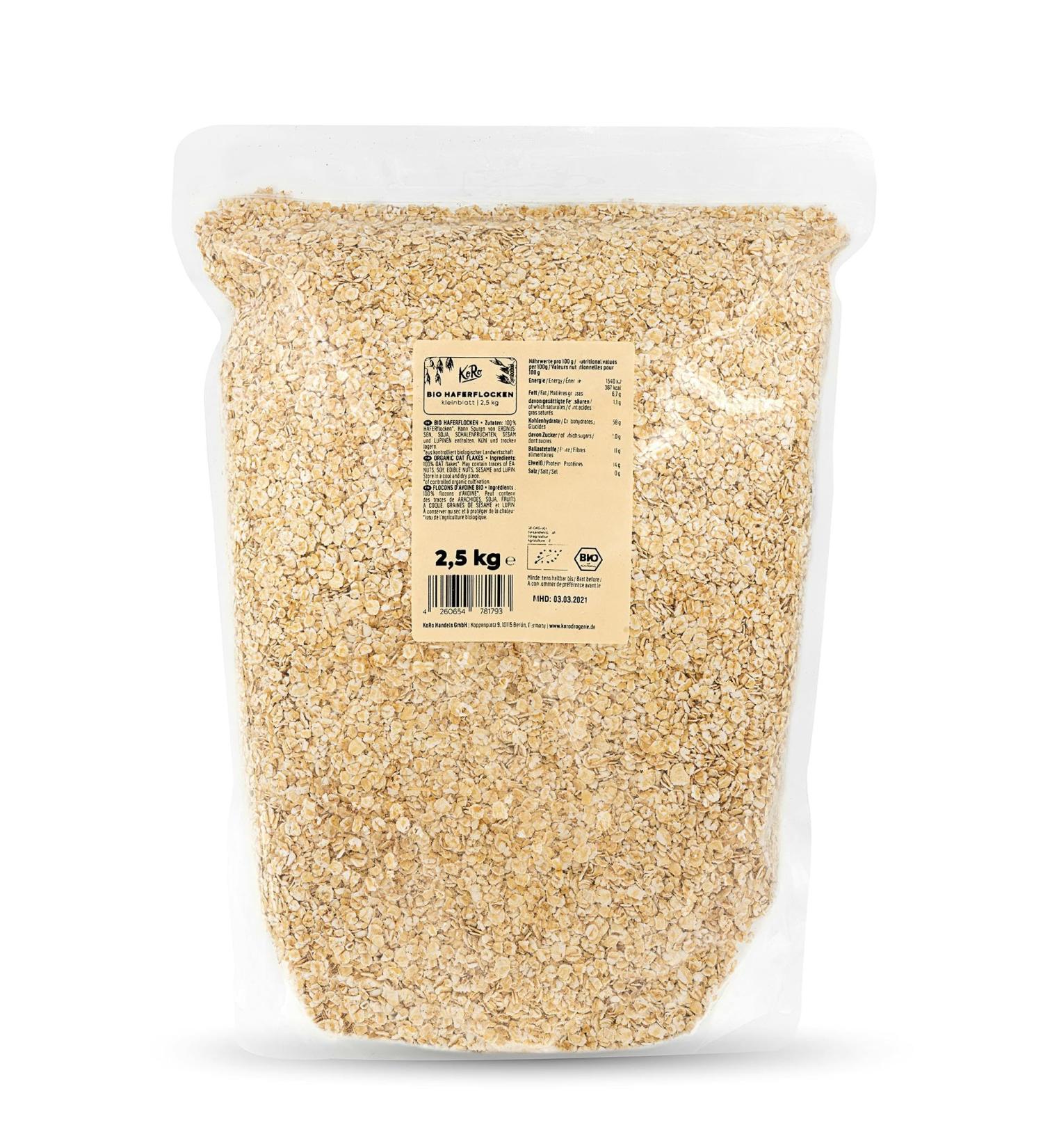 Koro Organic Oatmeal 2.5 kg - Extra Fine 100% Organic Quality Fiber-Rich Breakfast All-Rounder - International Shipping Available - Buy Online on GoSupps.com