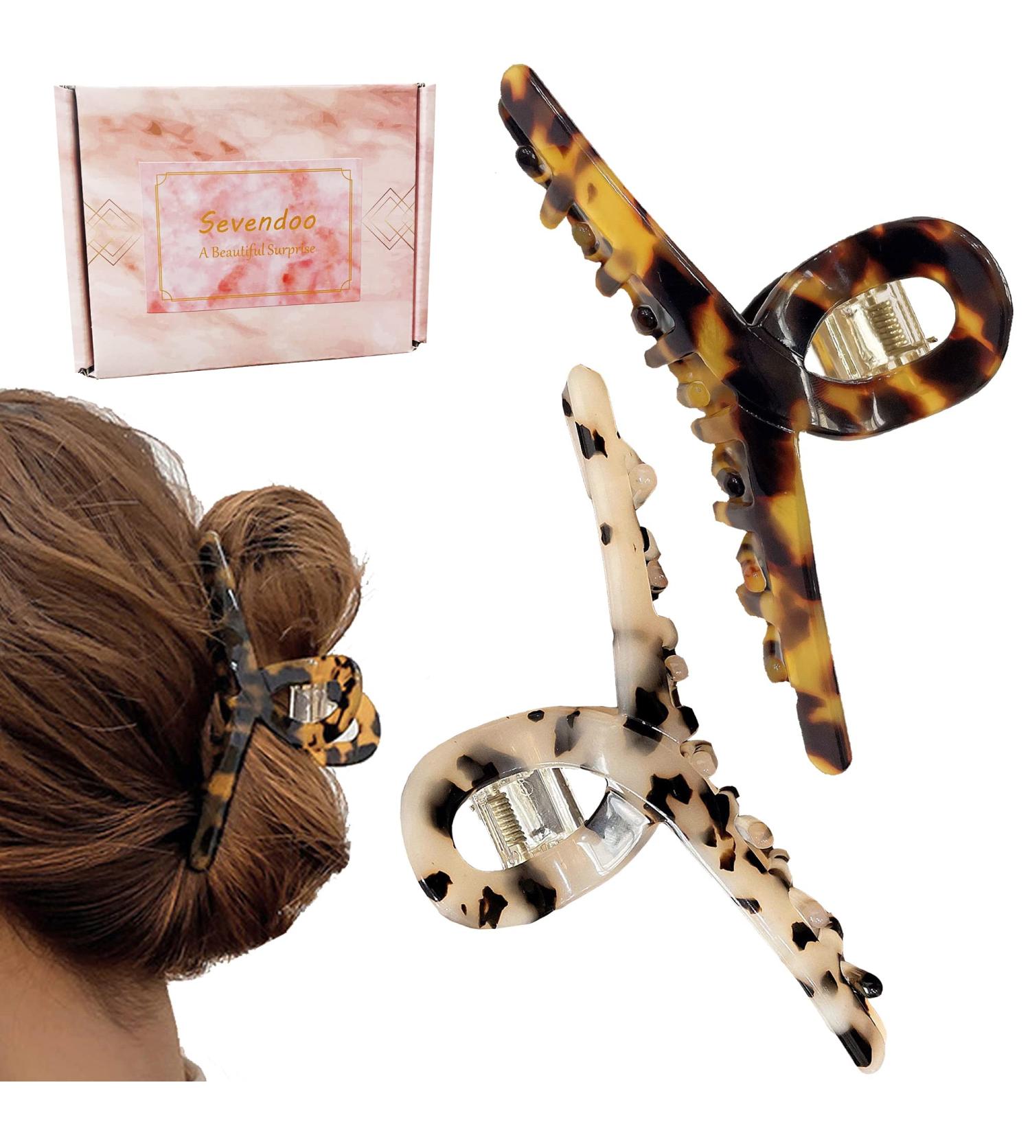 Medium Shark Hair Claw Clips - Pack of 2, Tortoiseshell - Lightweight & Waterproof Fashion Accessories for Women and Girls - Buy Online on GoSupps.com