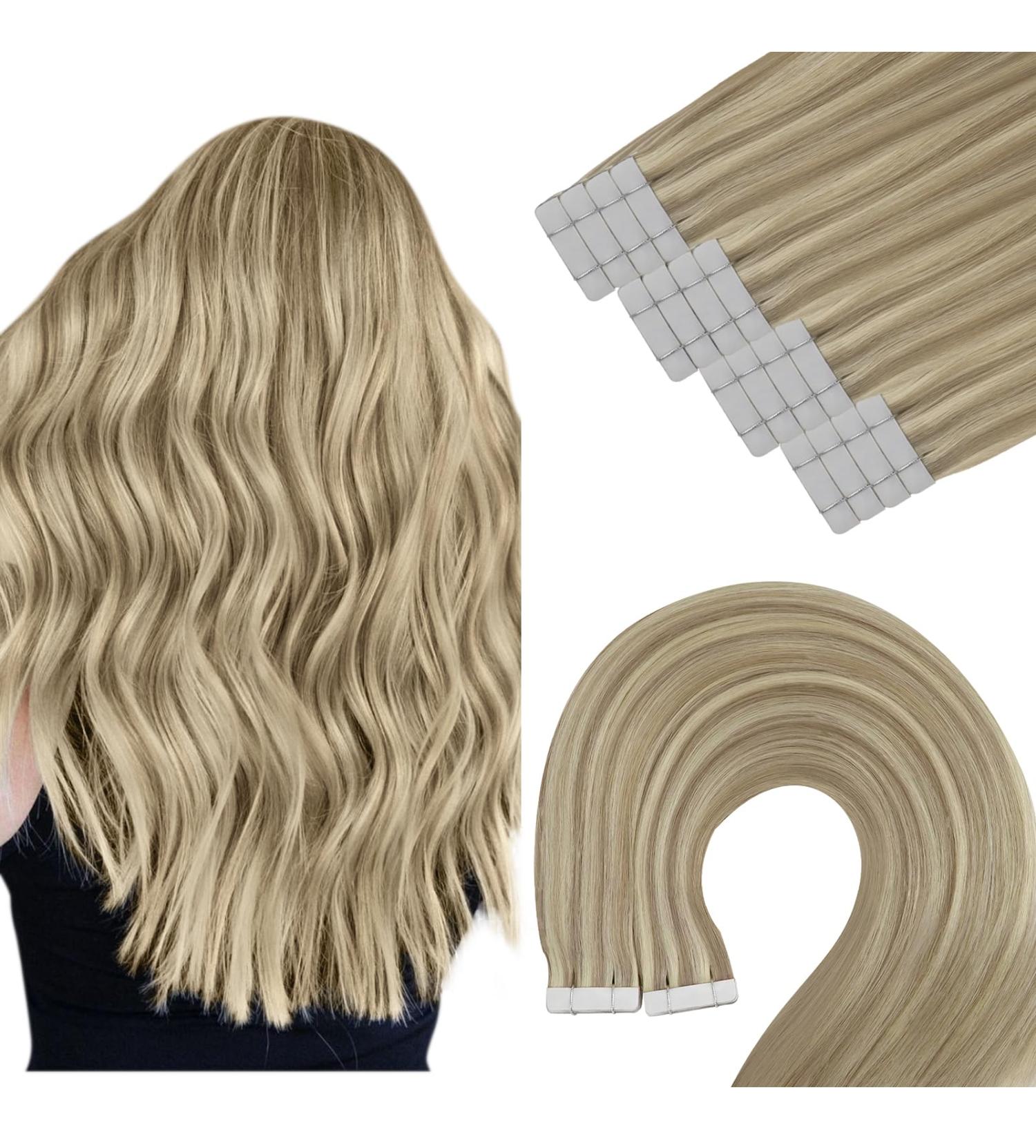 Youngsee Real Hair Extensions - 50cm Invisible Tape Extensions - Brown & Blonde - Smooth Recovery - 50g #p8a/60 - Buy Online on GoSupps.com