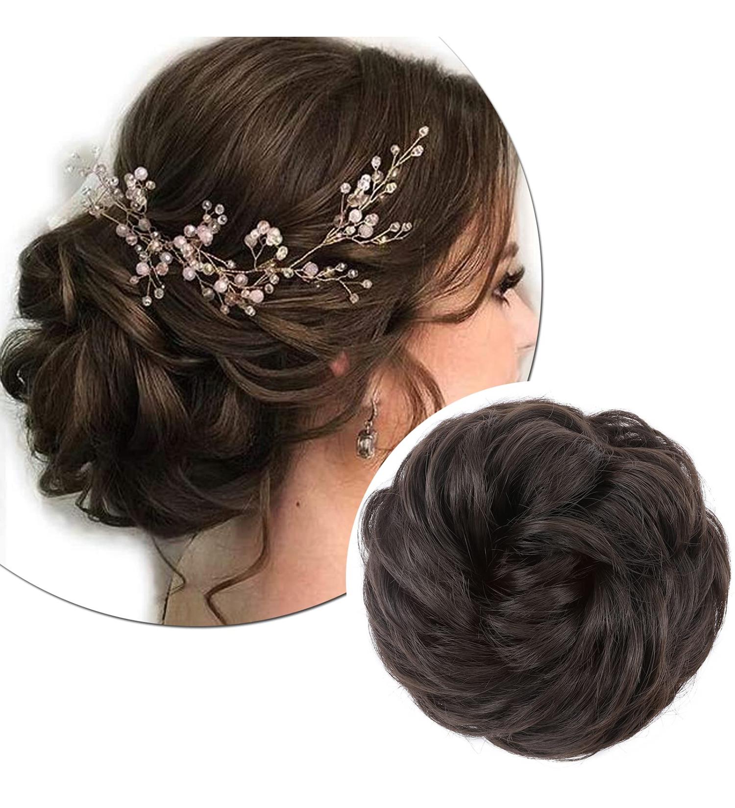 Silk-Co Hair Part with Rubber Band - Wavy Soft Dutt Hair Extensions for Messy Bun & Updos | Thickening Dark Red 45g - Buy Online on GoSupps.com