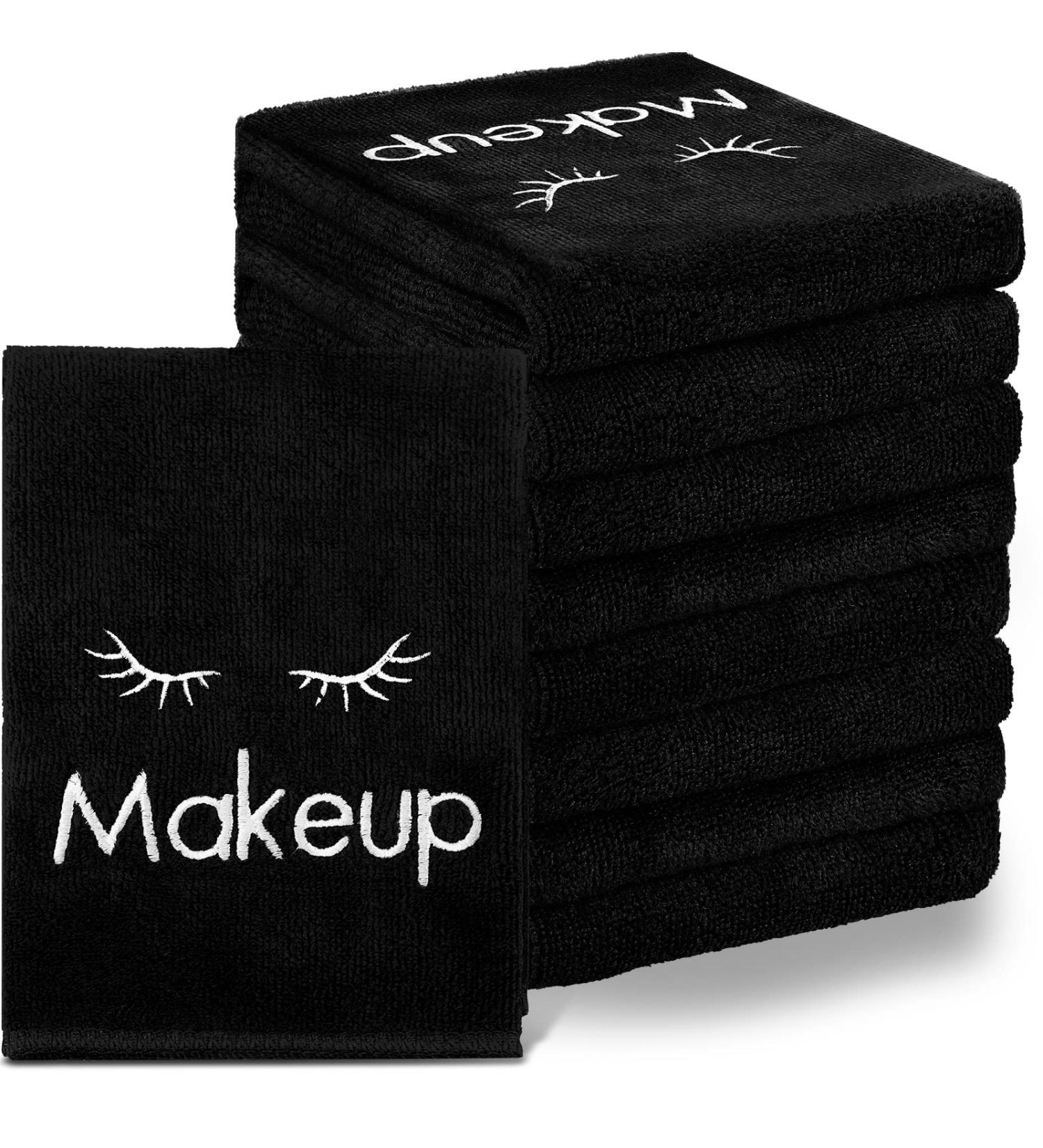 30-Piece Microfiber Makeup Remover Cloths 13x13 Inches - Reusable & Absorbent Towels for Women - Makeup Washcloths with Embroidery - Black - Buy Online on GoSupps.com