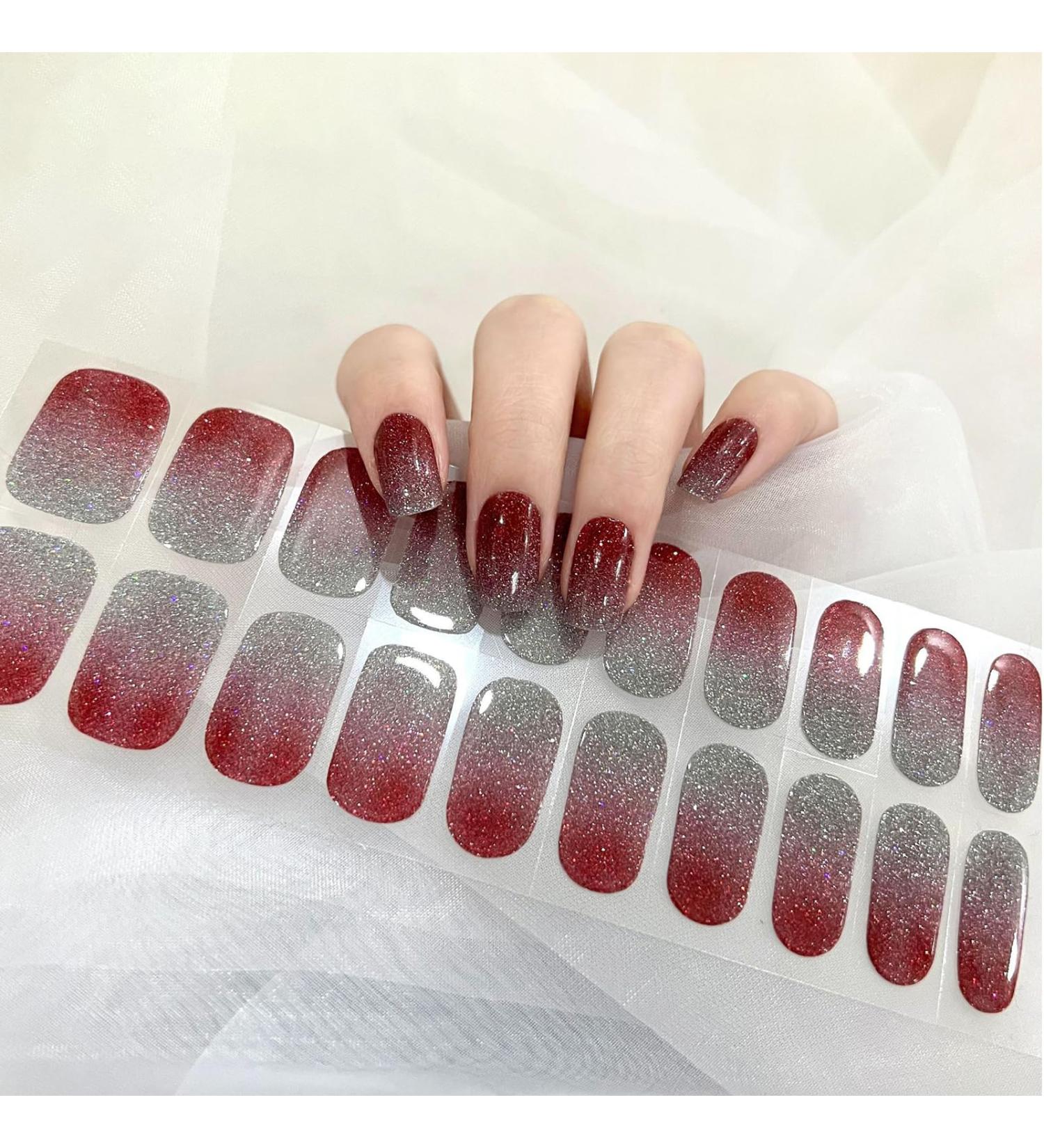 CBOIC UV Gel Nail Strips - 22 Self-Adhesive Gel Polish Stickers | Salon Quality Diamond Red Full Wraps for Women & Girls - Buy Online on GoSupps.com