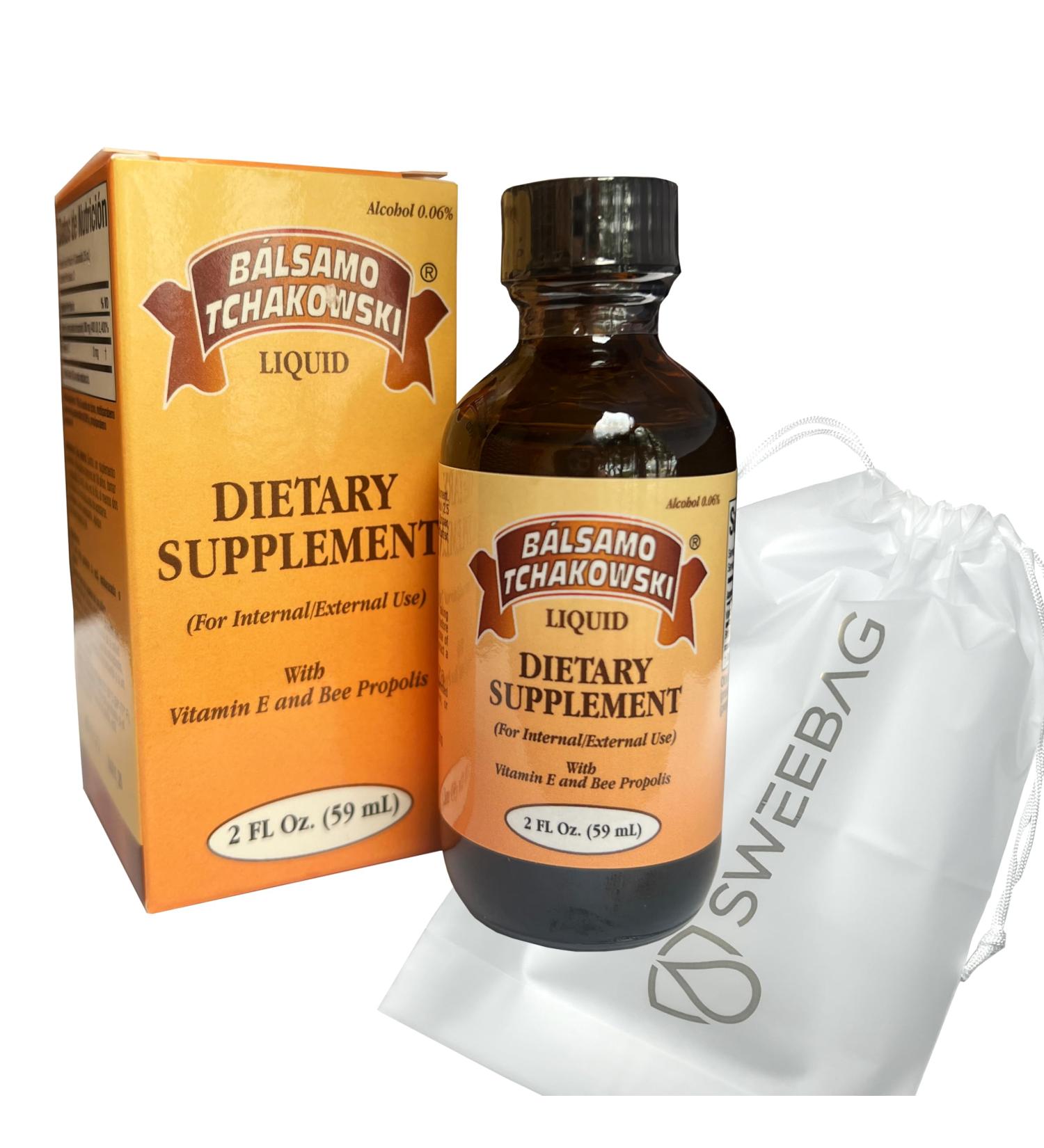 Balsamo Tchakowski Liquid 2 Fl Oz - Vitamin E & Bee Propolis for Digestive Support | Original Chostakovsky Balm + Strong Waterproof Bag - Shop Internationally - Buy Online on GoSupps.com