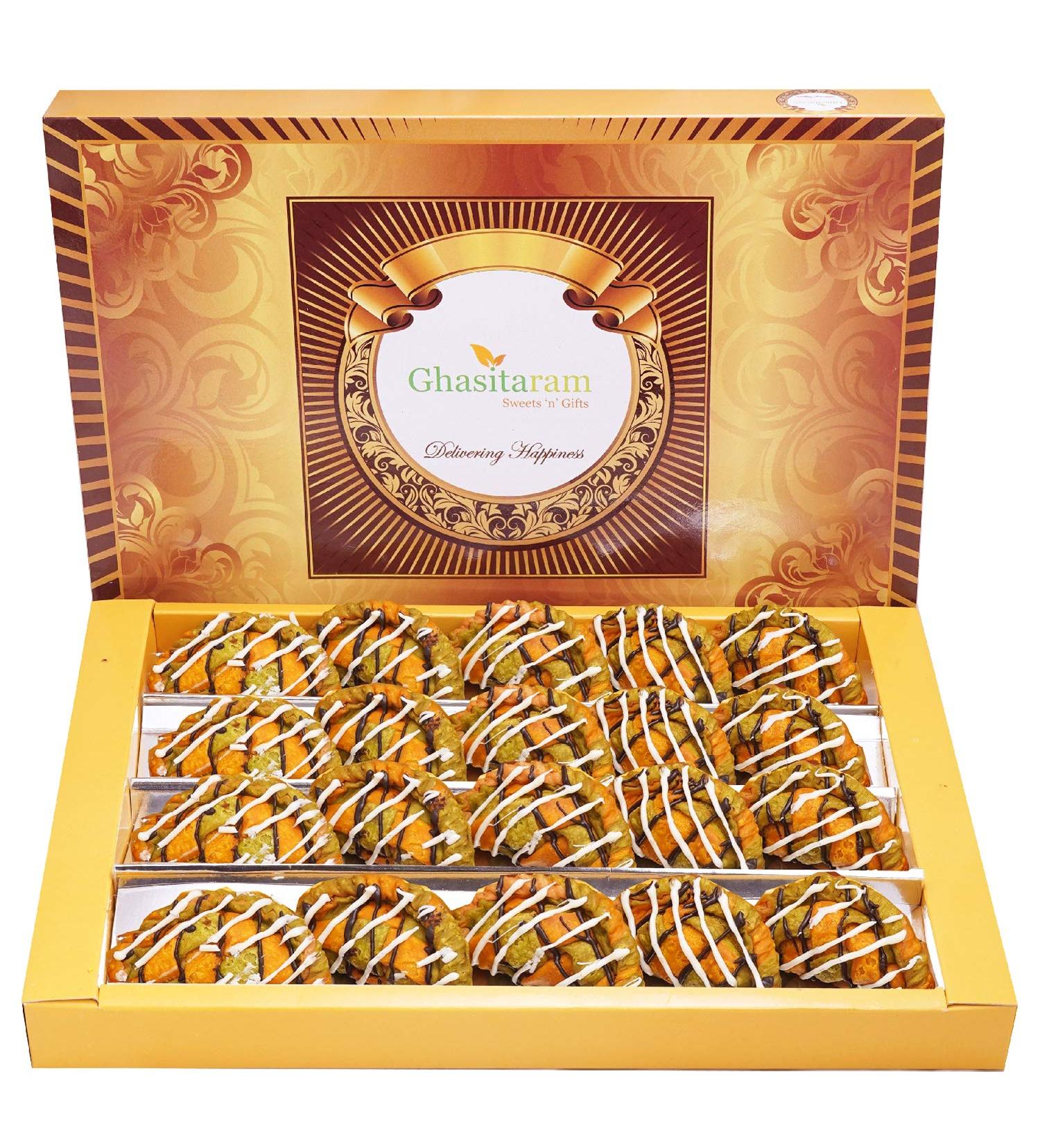 Ghasitaram Gift Holi Sweets Holi Gifts Holi Hamper Designer Gujiya 800 GMS |Gift for Diwali Holi Rakhi Valentine Christmas Birthday Anniversary Her Him| - Buy Online on GoSupps.com