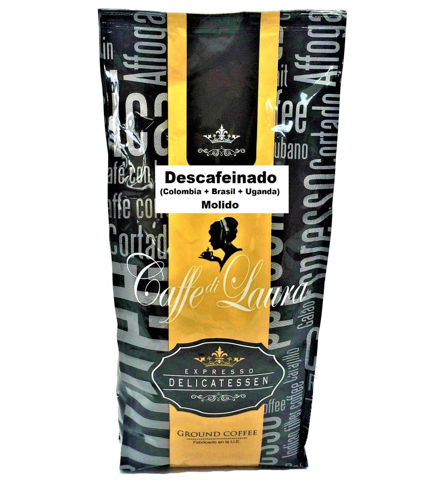Caffe di Laura Decaffeinated coffee (Colombia+Brazil+Uganda) Gourmet Selection "Caffe di Laura " in grain or ground. Bag presentation (ground decaffeinated 3 bags x 1 kg..)