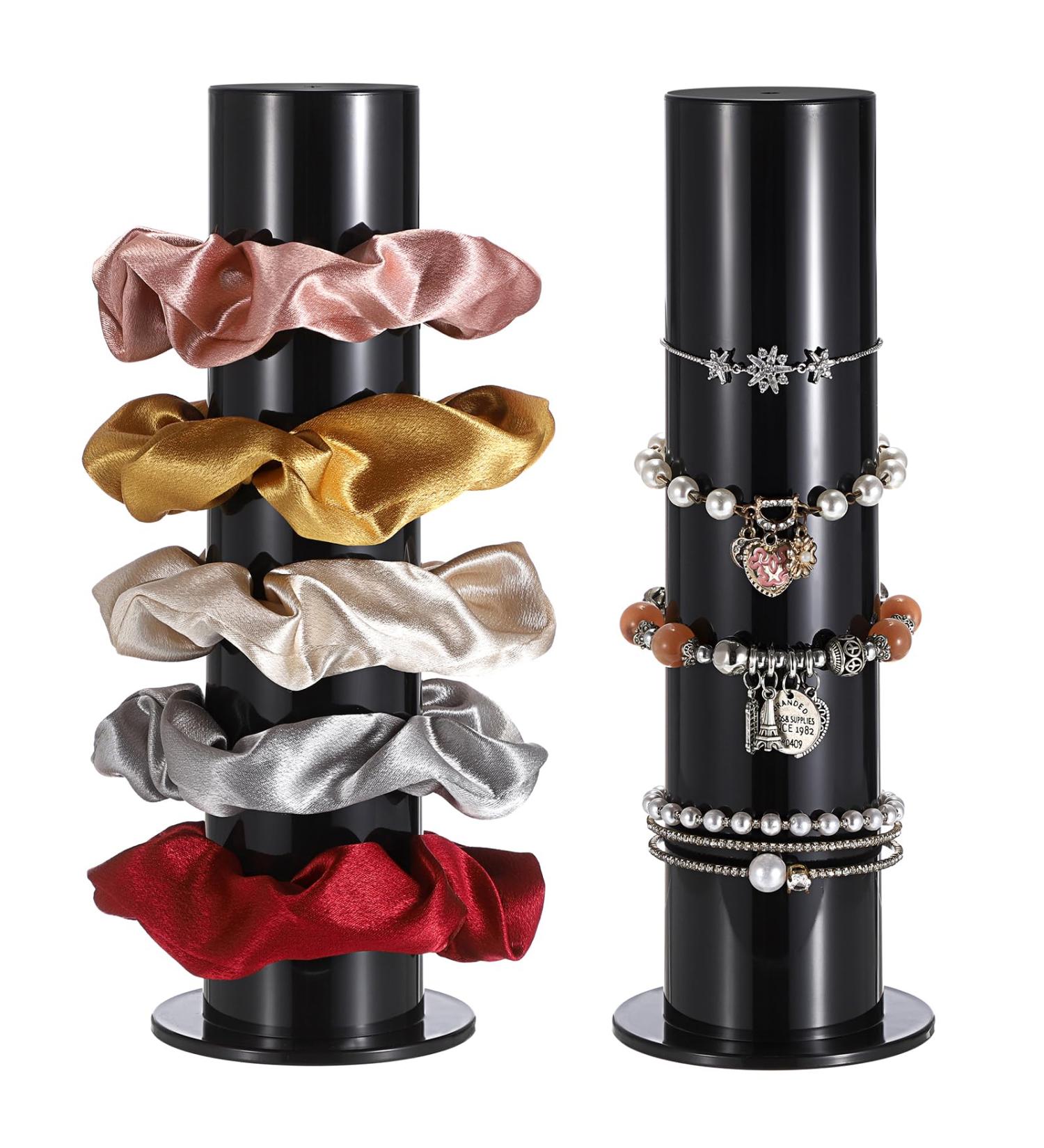 SUMTree Acrylic Scrunchie Display Holder Hair Ties Display Stand Bracelet Holder Jewelry Bracket Hair Scrunchie Organiser for Girl Women Cute Room Decor (black) - Buy Online on GoSupps.com