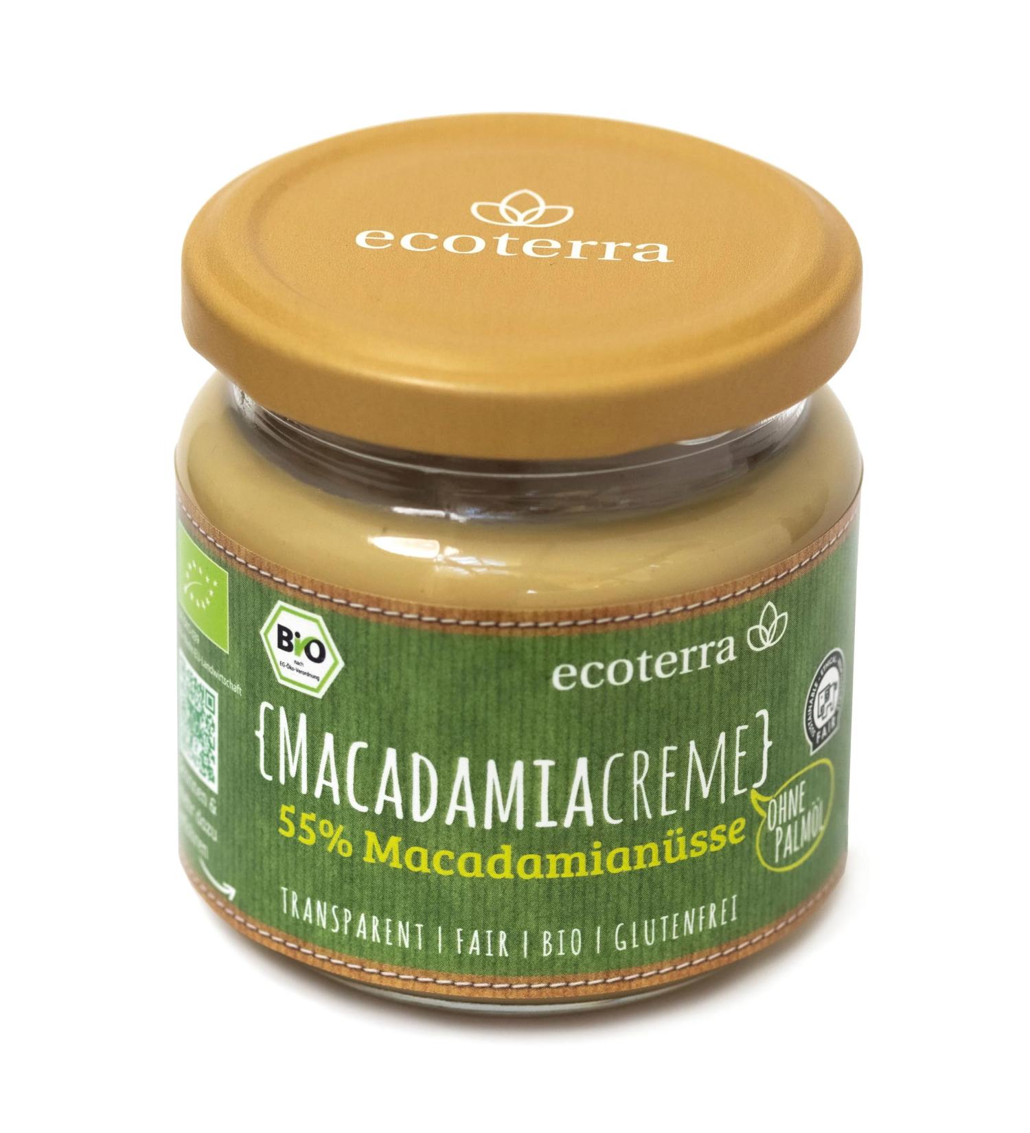 ecoterra organic macadamia cream | 55% macadamia nuts | spread | gourmet | gluten-free | fair trade