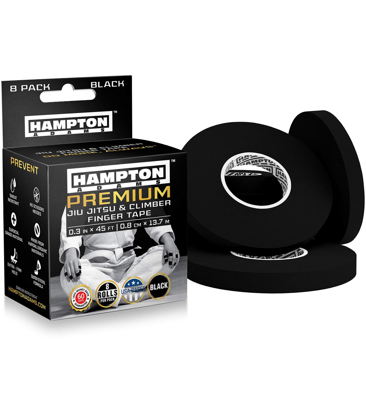 (8 Pack) Pro Finger Tape for BJJ, Bouldering, Crossfit | Ultimate Protection & Fast Recovery | Extreme Quality, No-Fray Climbing Tape | Extended Wear, Super Strong Adhesive | BJJ Tape for Hands