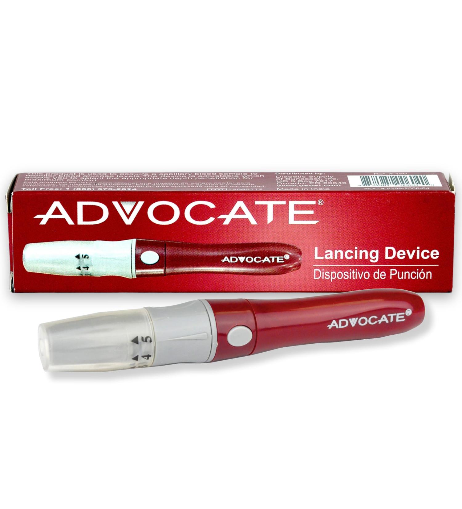 Advocate Lancing Device - Pain-Free Blood Testing for Diabetics | Depth Adjustable Lancet Pen for Accurate Samples | International Shipping Available - Buy Online on GoSupps.com