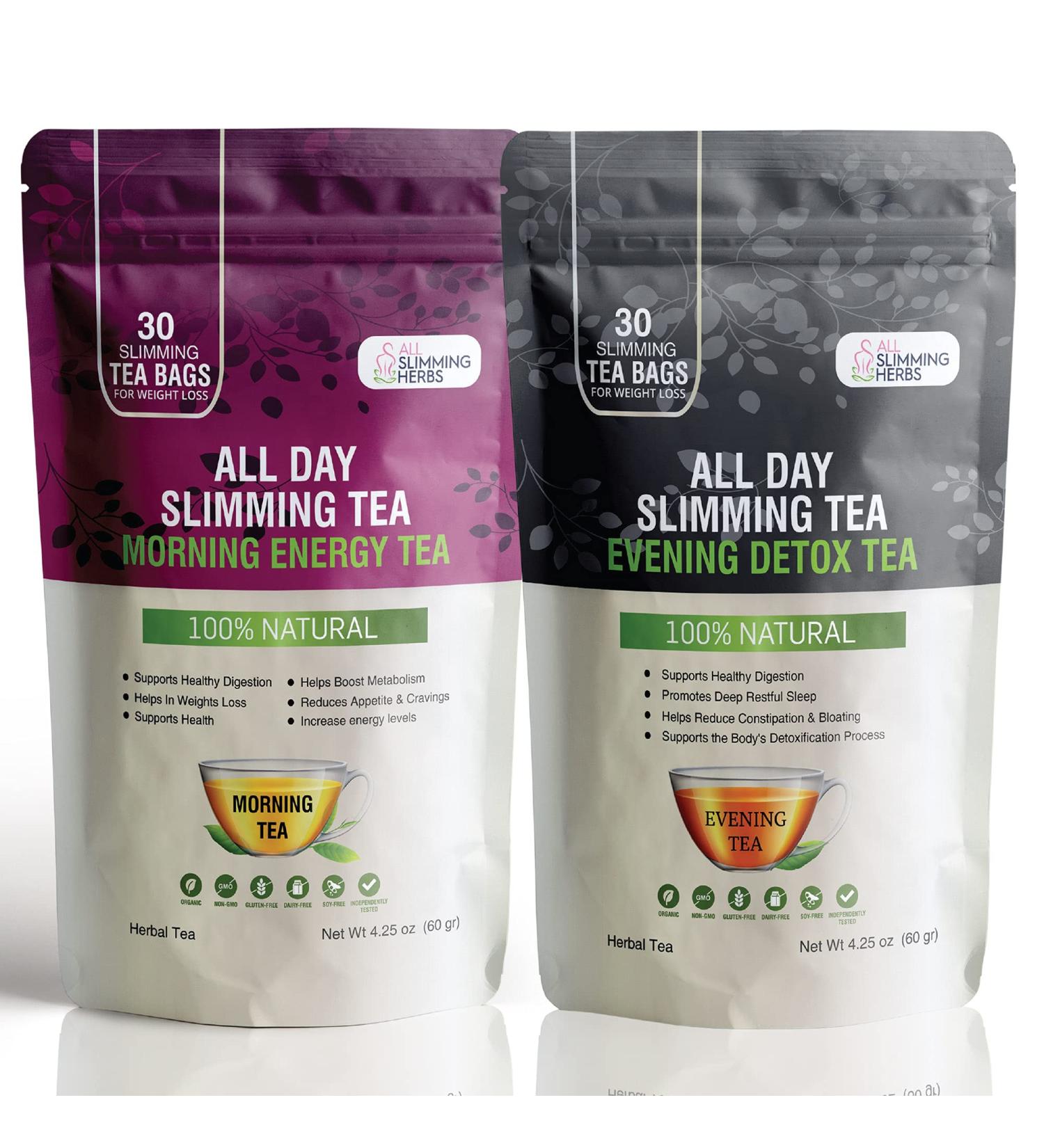 30-Day All Day Slimming Tea for Weight Loss - Natural Detox Tea for Tummy Flattening & Energy Boost - 30 Day Supply - Buy Online on GoSupps.com