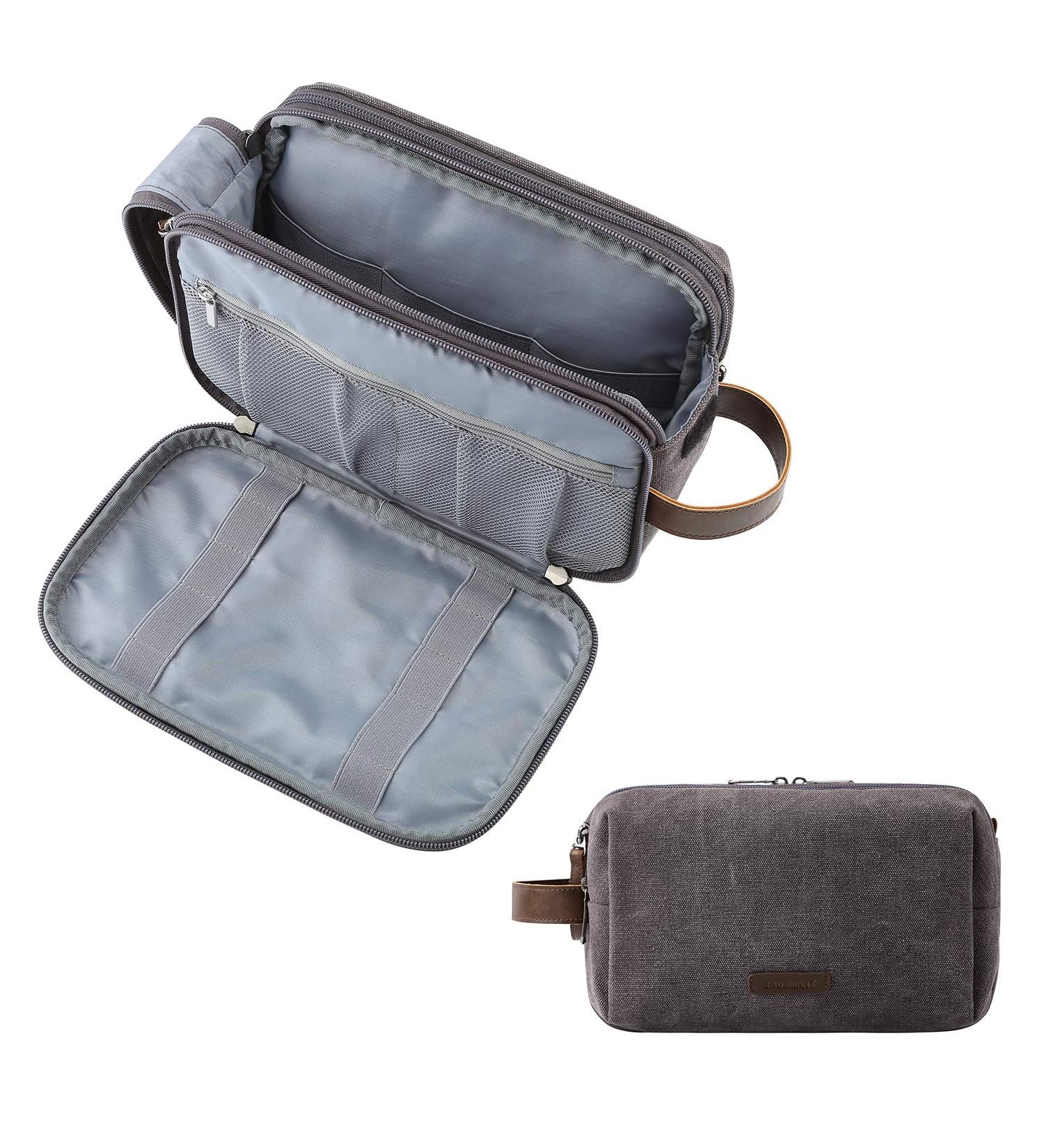 BAGSMART Men's Travel Toiletry Bag Organizer - Grey Canvas Dopp Kit Medium - Buy Online on GoSupps.com