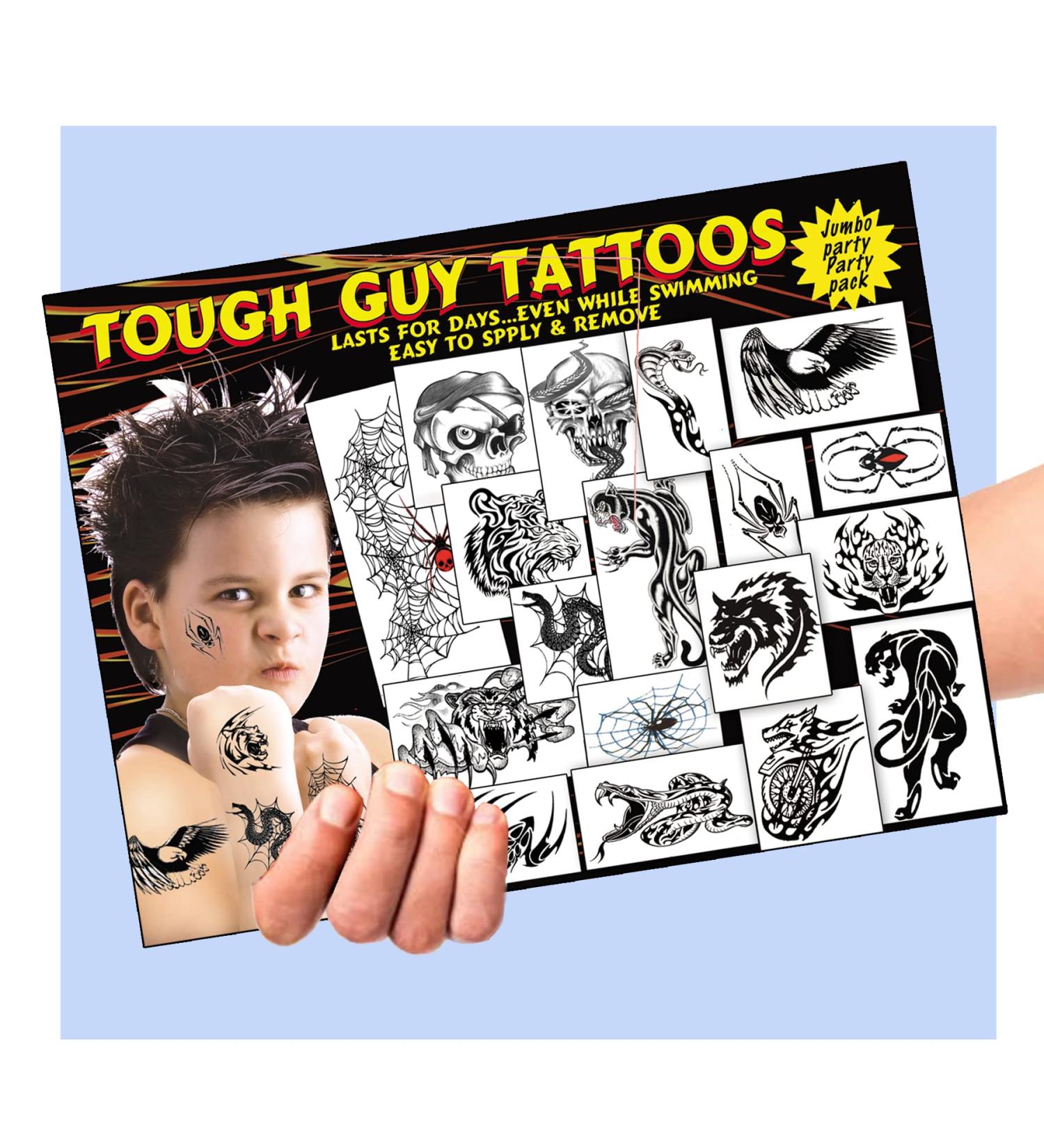 Tough Guy Temporary Tattoos for Kids - Ultra-Realistic & Waterproof - Fun Party Favors - Buy Online on GoSupps.com