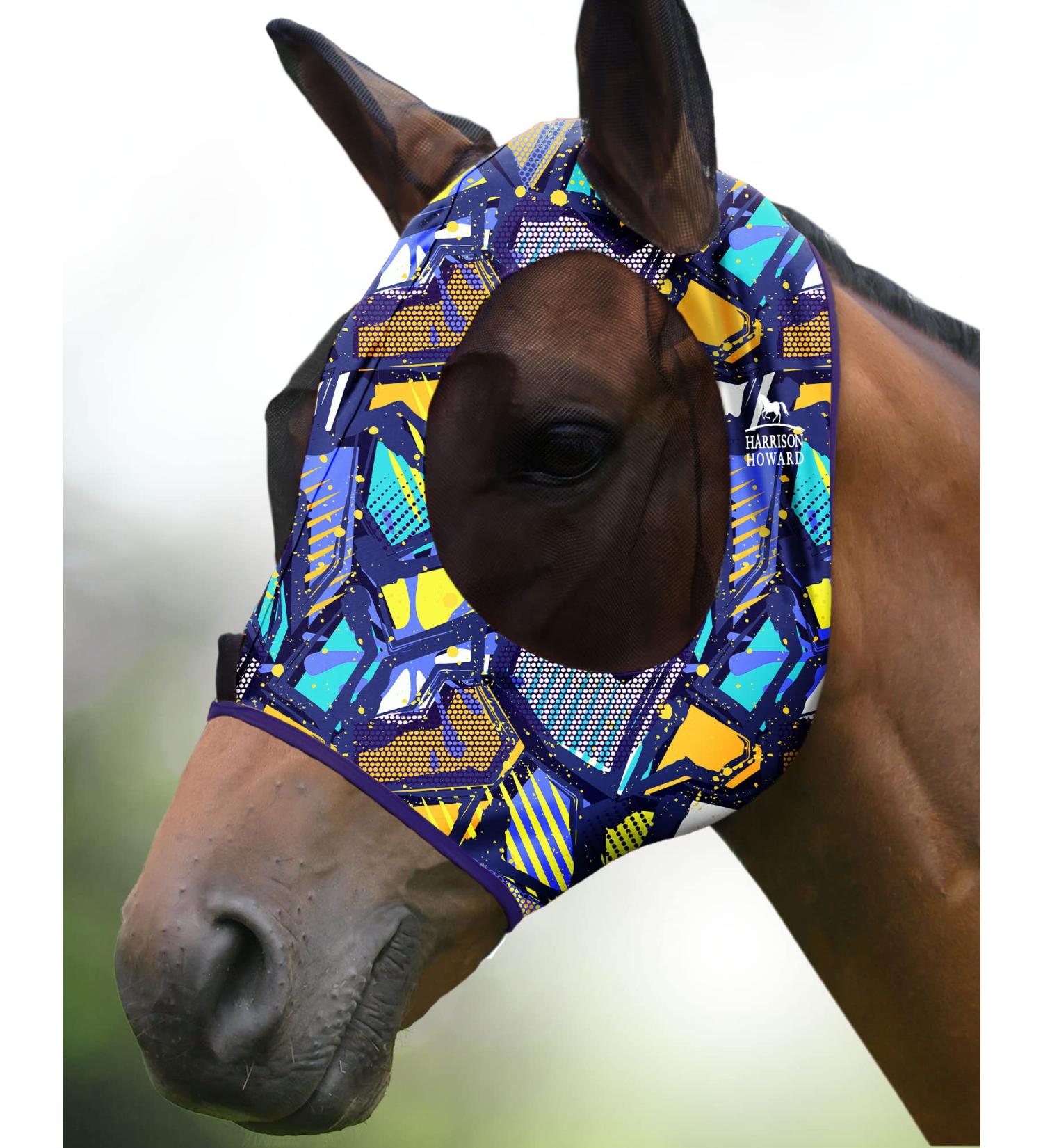 Harrison Howard Super Comfort Stretchy Fly Mask with UV Protection & Breathability - Large Eye Space Graffiti Mix (L) - Buy Online on GoSupps.com