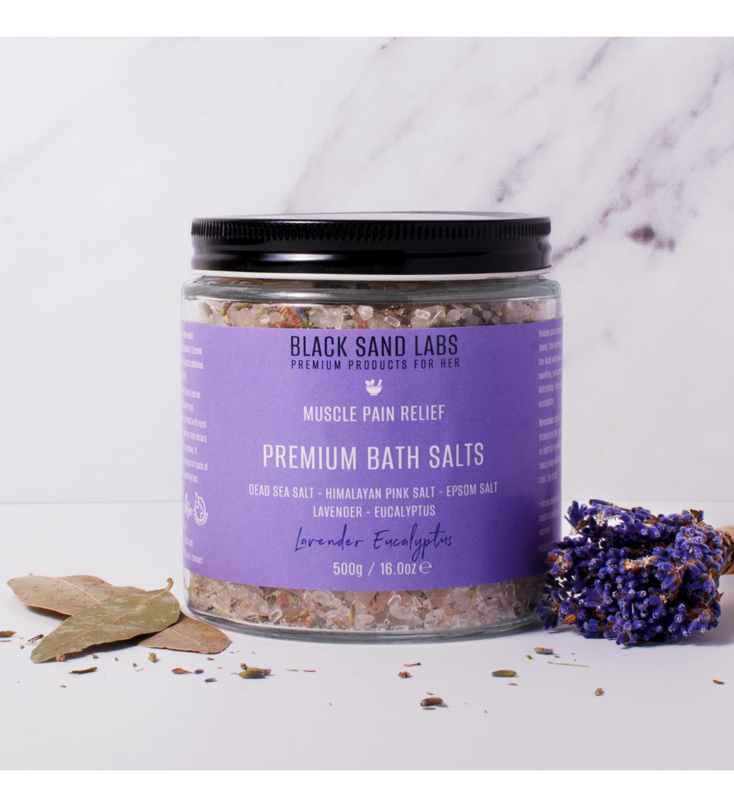 Black Sand Labs Premium Bath Salts for Her - Dead Sea & Himalayan Pink Salt Blend for Muscle Pain Relief - Luxury Lavender Eucalyptus Bath Salts - Buy Online on GoSupps.com