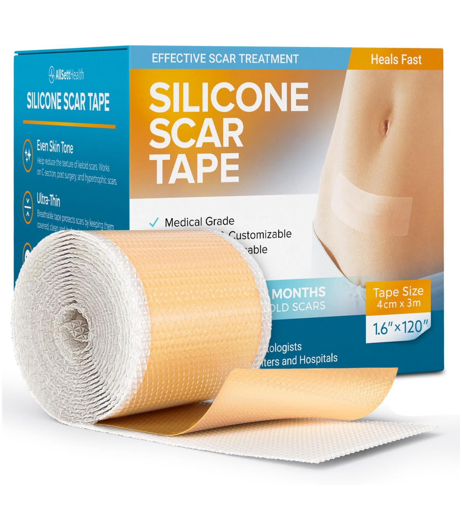 Reusable Silicone Scar Tape Sheets (120 x 1.6 ) - Medical Grade Treatment for Surgical Scars Keloids & Burns - Customizable for Tummy Tucks & C-Sections - Buy Online on GoSupps.com