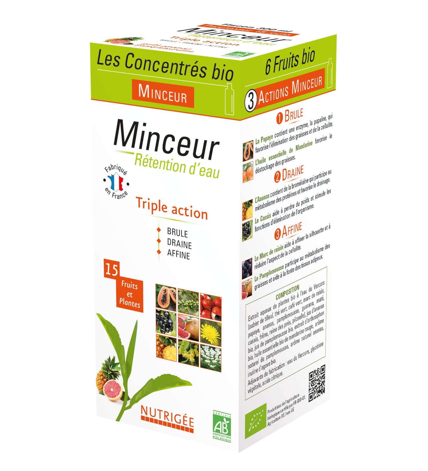 NUTRIG E - Slimming Water Retention - Organic Concentrated Drink - Triple Action - Burns Drains & Refines - 9 Organic Plants & 6 Organic Fruits - 2 x 10ml /Day - 300 ml - 15 Day Program - Made in France - Buy Online on GoSupps.com