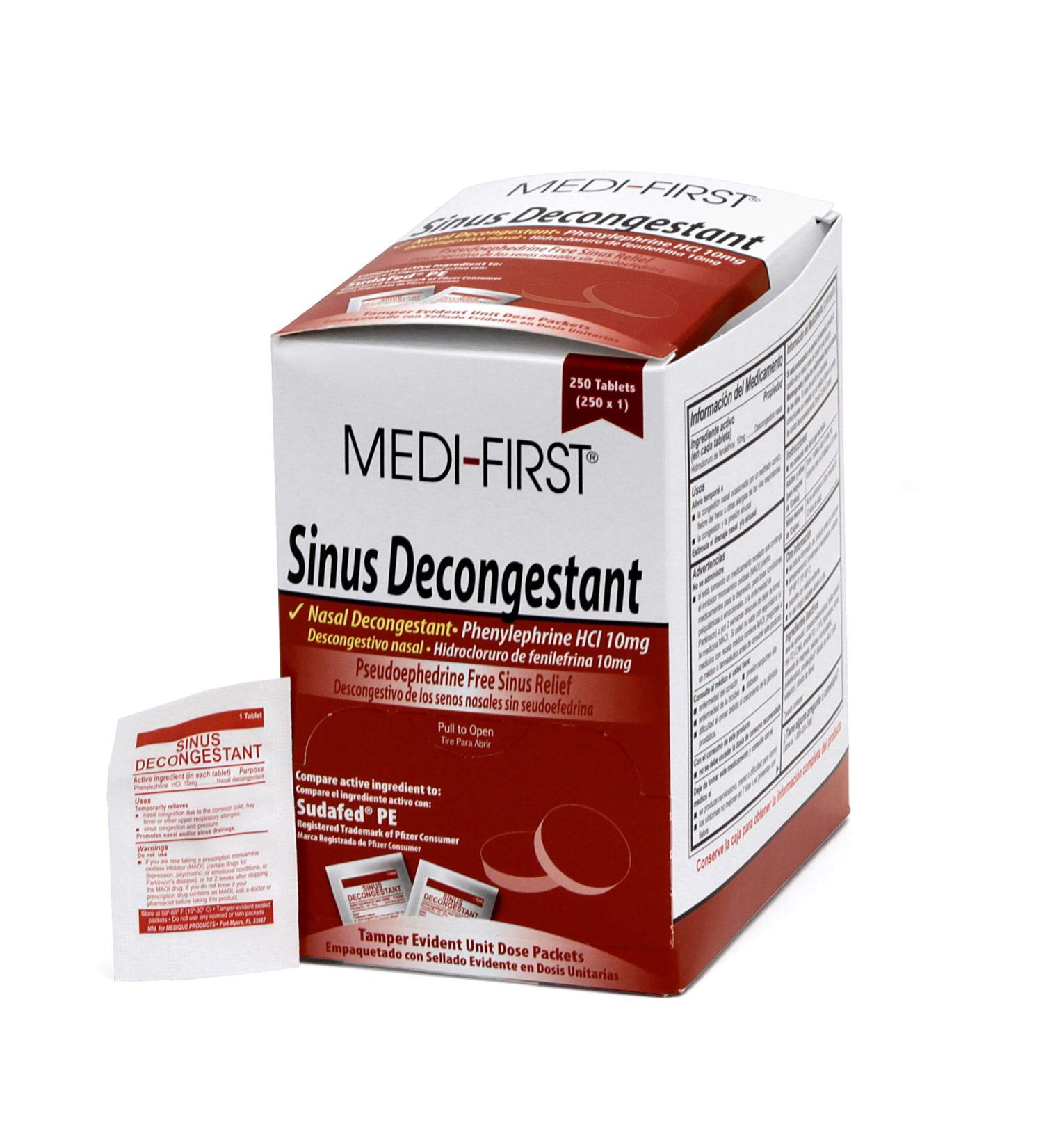 Medique 80948 Medi-First Sinus Decongestant - 250 Tablets for Fast Relief | International Shipping Available - Buy Online on GoSupps.com