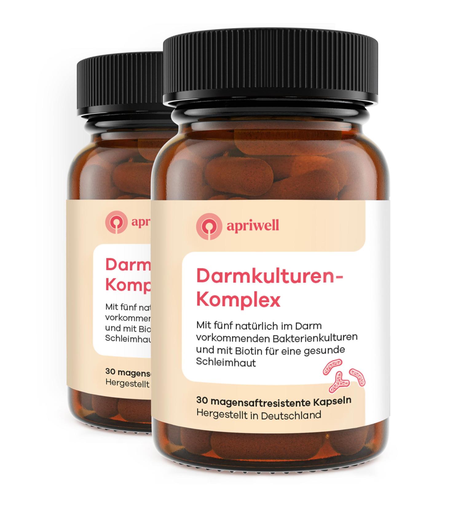 Buy Apriwell Intestinal Culture Complex - 5 Vegan Probiotics Fructose-Free Biotin-Enhanced - 60 Capsules (30-Day Supply) - Gut Health Support - Buy Online on GoSupps.com