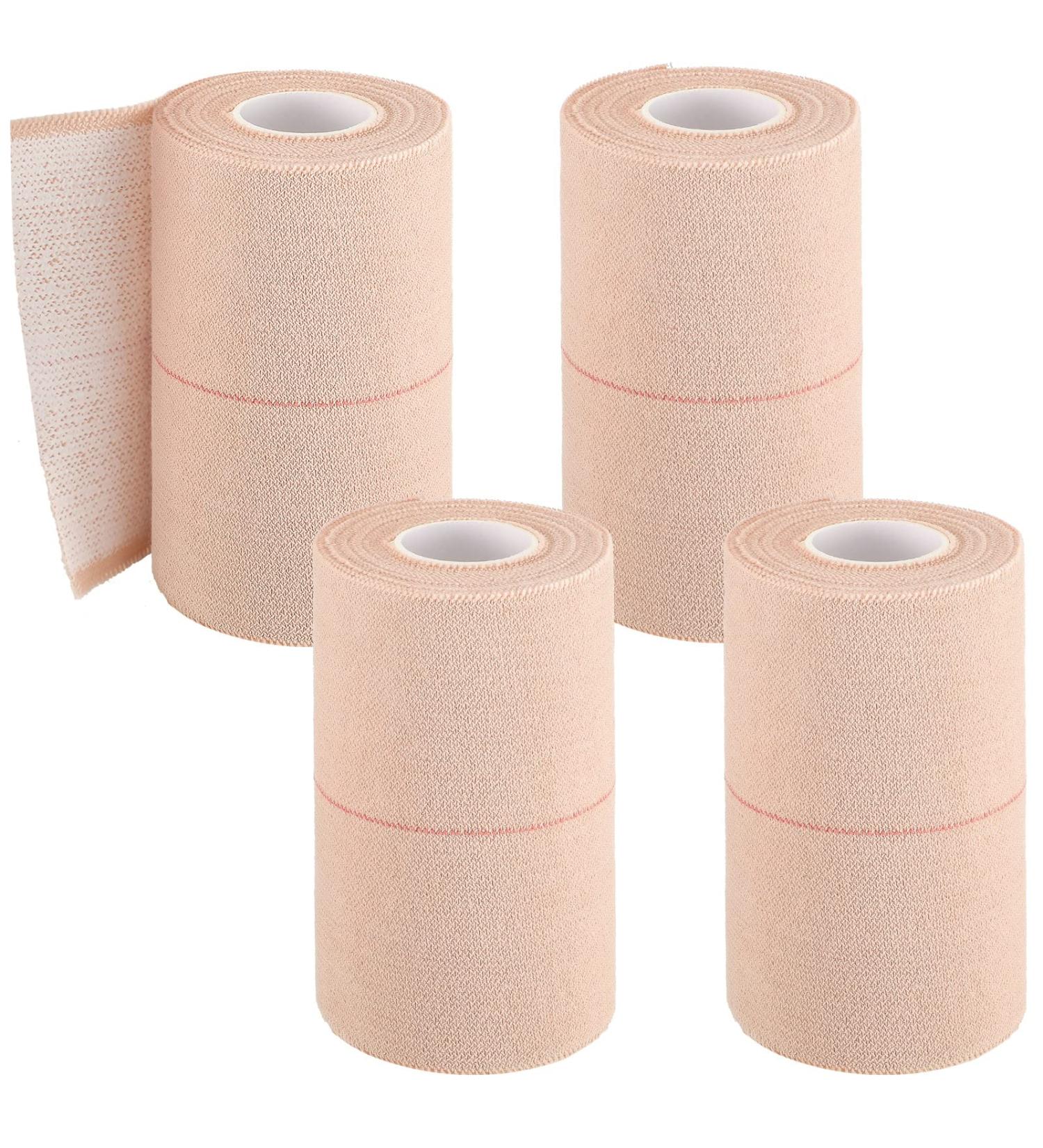 Buy 4 Rolls Elastic Adhesive Tape | Self-Adhesive Bandage Wrap for Sports Injuries & Pet Care - 5 Yard 4 Inch Width - Buy Online on GoSupps.com