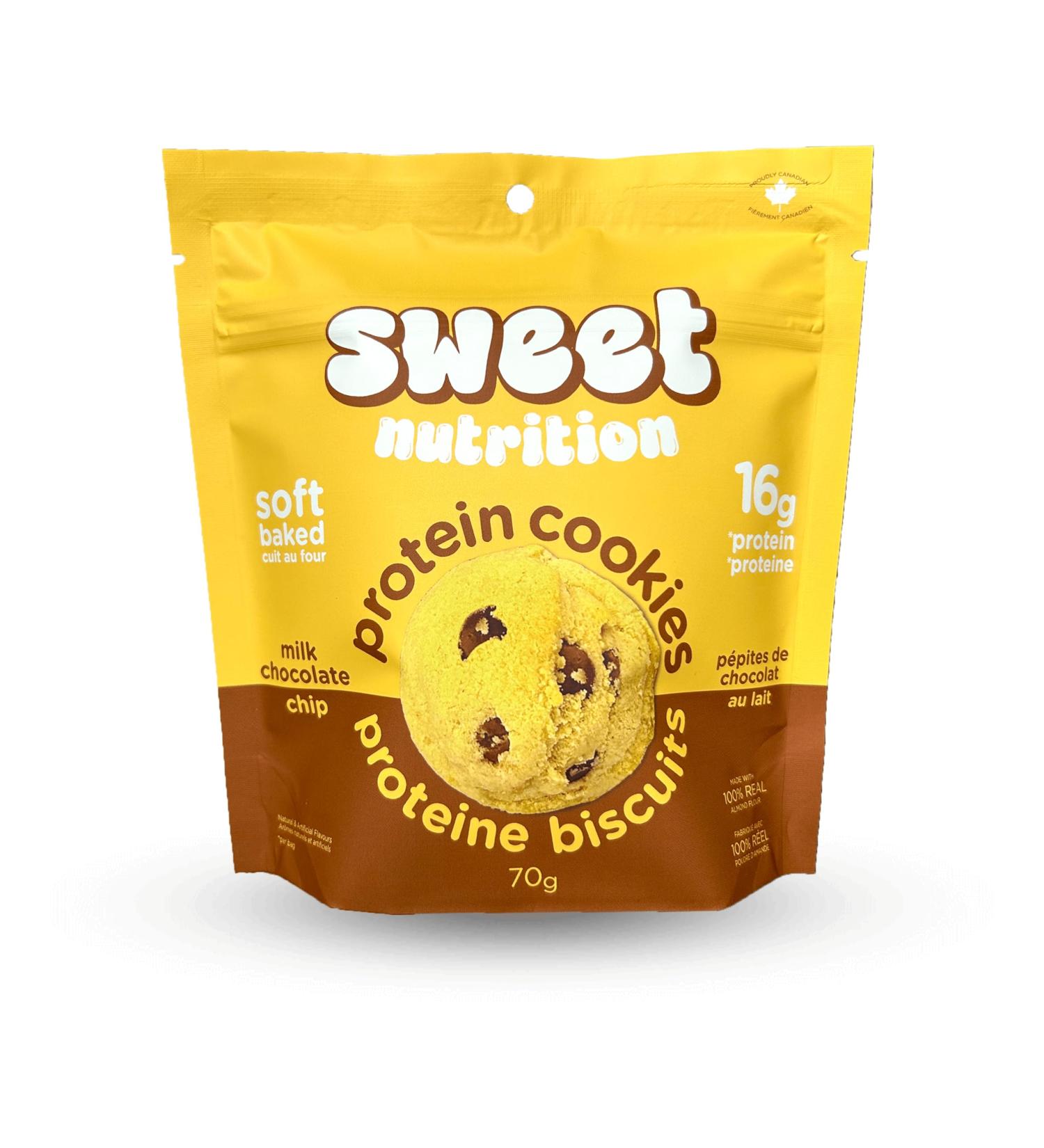 Sweet Nutrition Protein Cookies Milk Chocolate Chip High Protein Gluten Free Low Carb (6 bags/box) - Buy Online on GoSupps.com