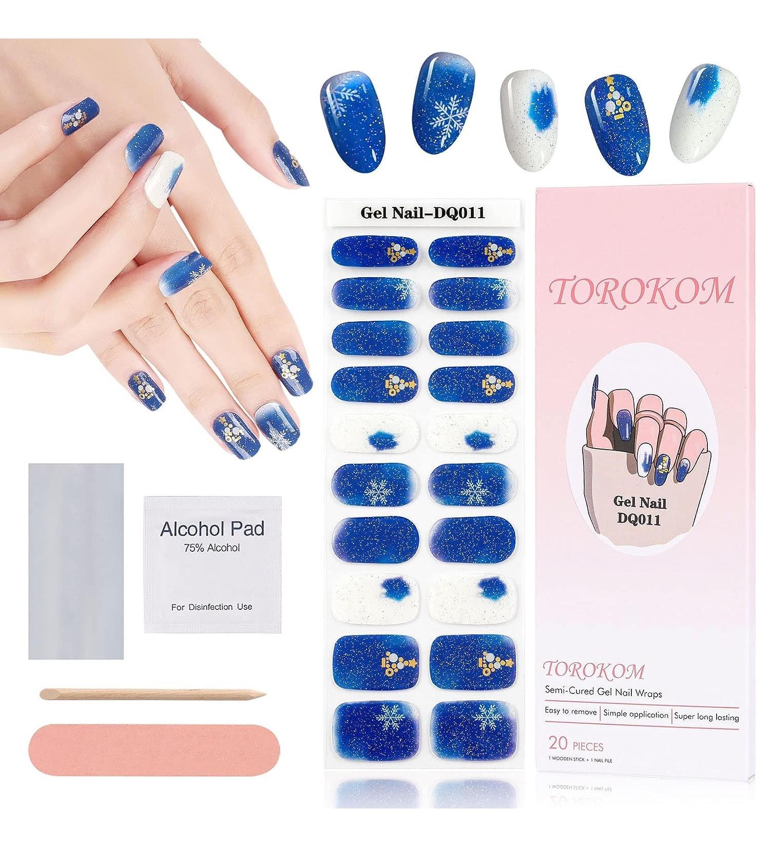 EBANKU Christmas Glitter Gel Nail Polish Strips | Long Lasting & Waterproof | Full Nail Wraps Stickers | Includes Stick Nail File, Wipes & Sealing | UV/LED Lamp Required | SDTRK11 - Buy Online on GoSupps.com